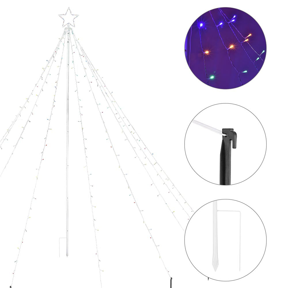 TheLAShop 9-String Christmas Tree Lights with Pole & Star - Perfect for Indoor Holiday Decorations, Xmas Tree Lighting, and Festive Home Decor