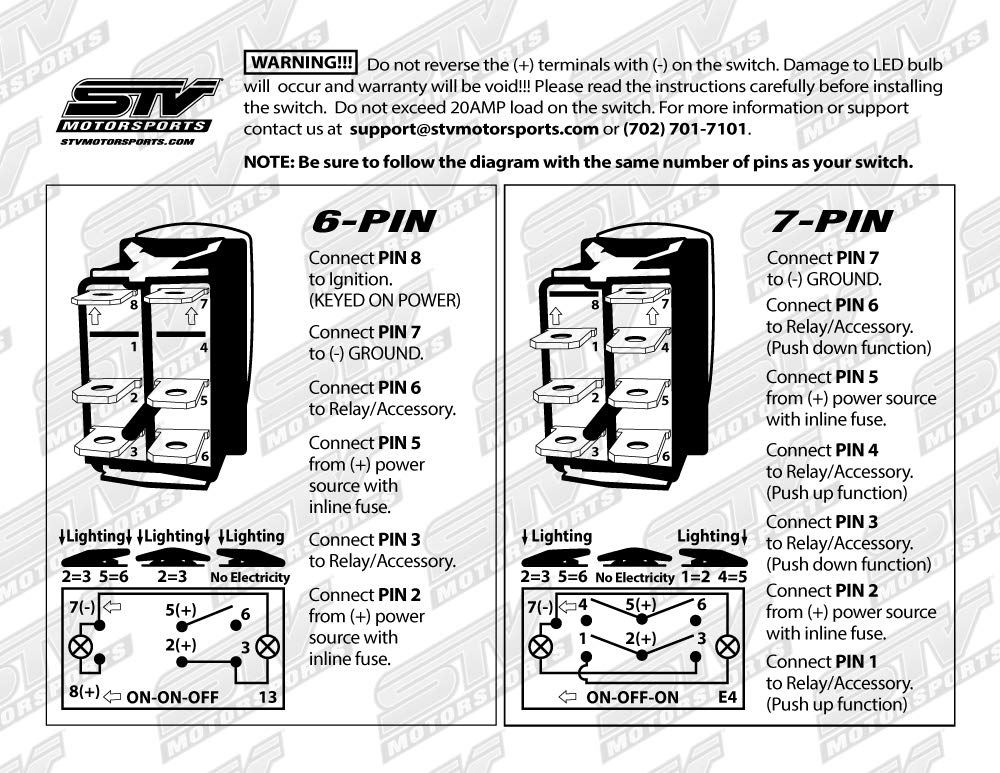 STVMotorsports Blue 12V LED Rocker Switch - 3 Positions (ON/ON/OFF), 6 Pin Waterproof Toggle Switch for Off-Road LED Light Bars, Fog Lights & Marine Applications