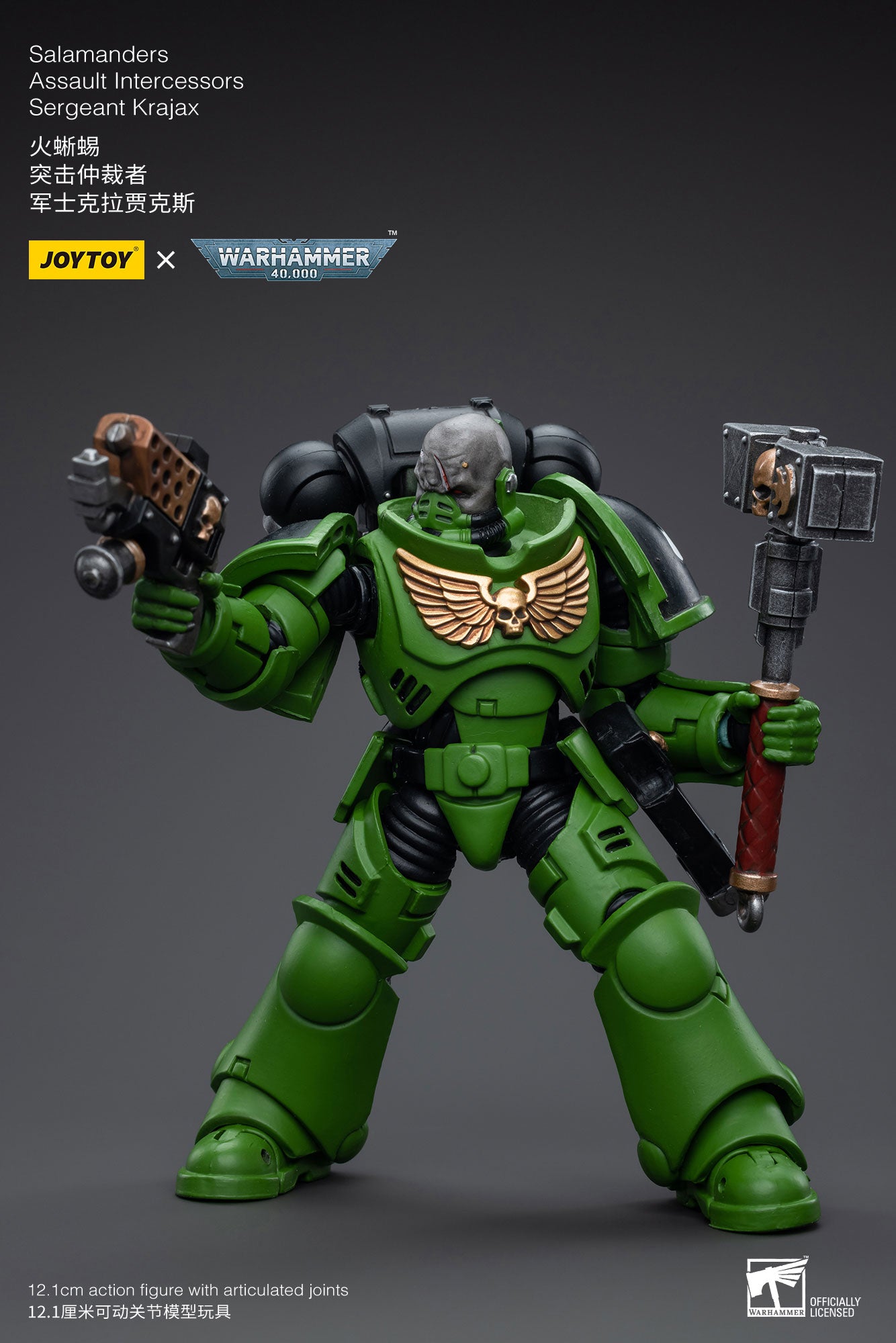 JOYTOY 1/18 Scale 3.75 Inch Warhammer 40K Salamanders Assault Intercessors Sergeant Krajax Action Figure - Collectible Miniature for Tabletop Gaming & Display