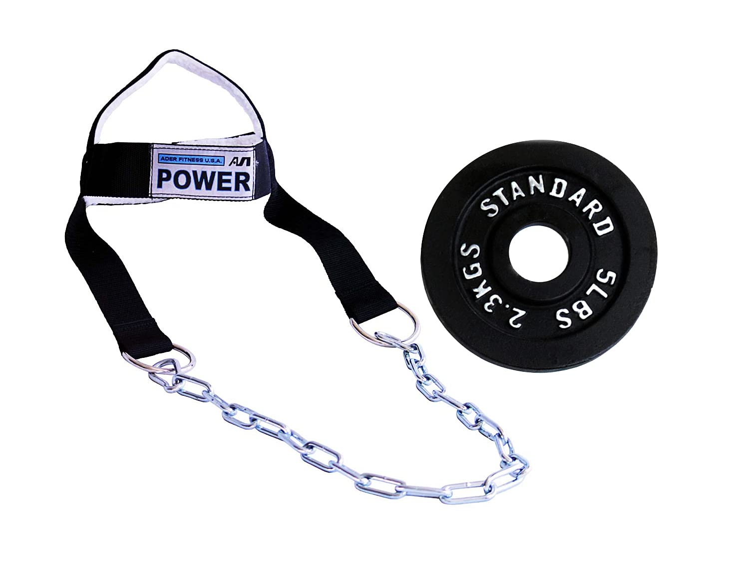 **Ader Adjustable Heavy Duty Nylon Head Neck Harness Set with 2X 5lb Olympic Plates – Weight Training & Neck Exercise Equipment for Beginners – Perfect for Home Gym, Strength Training, and Athlete Workouts**