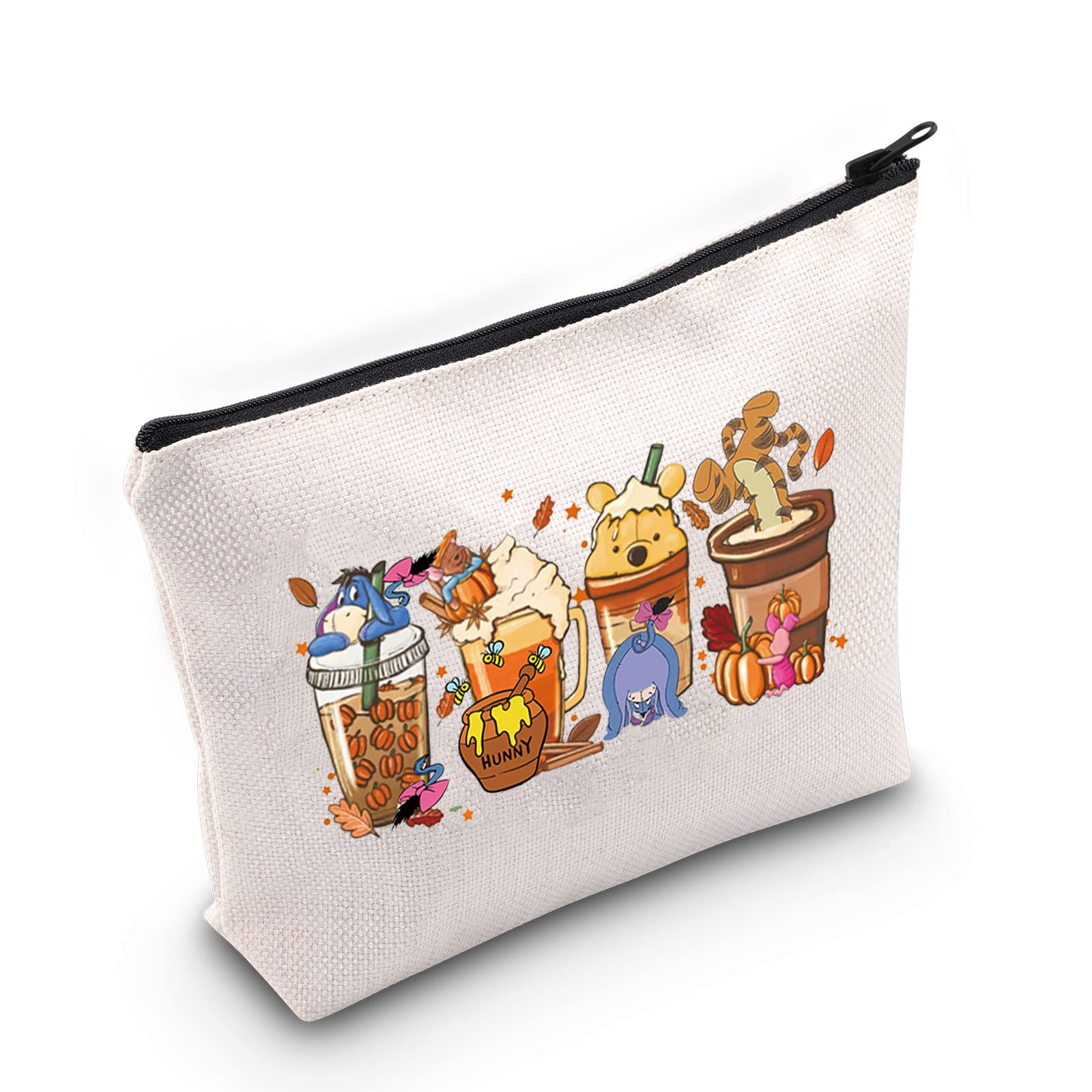 Pooh Bear Cosmetic Bag - Cute Cartoon Coffee Cup Makeup Pouch with Zipper | Winnie the Pooh & Friends Toiletry Bag (Pooh Cup Design) - Perfect for Travel, Gym & Daily Makeup Storage