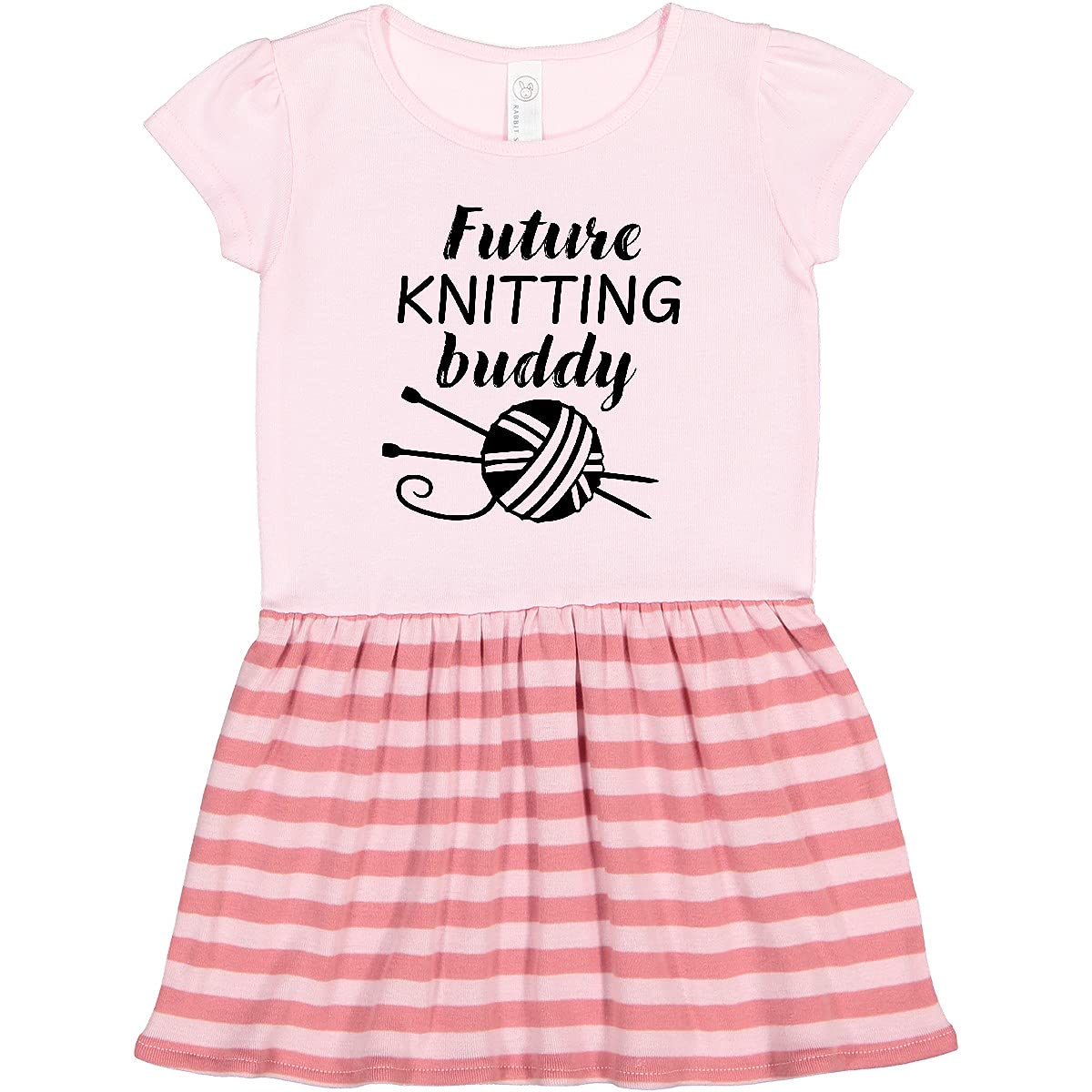 Inktastic Future Knitting Buddy Toddler Dress - Cute & Comfortable Knit-Themed Baby Girl Outfit for Playdates, Parties & Family Photos
