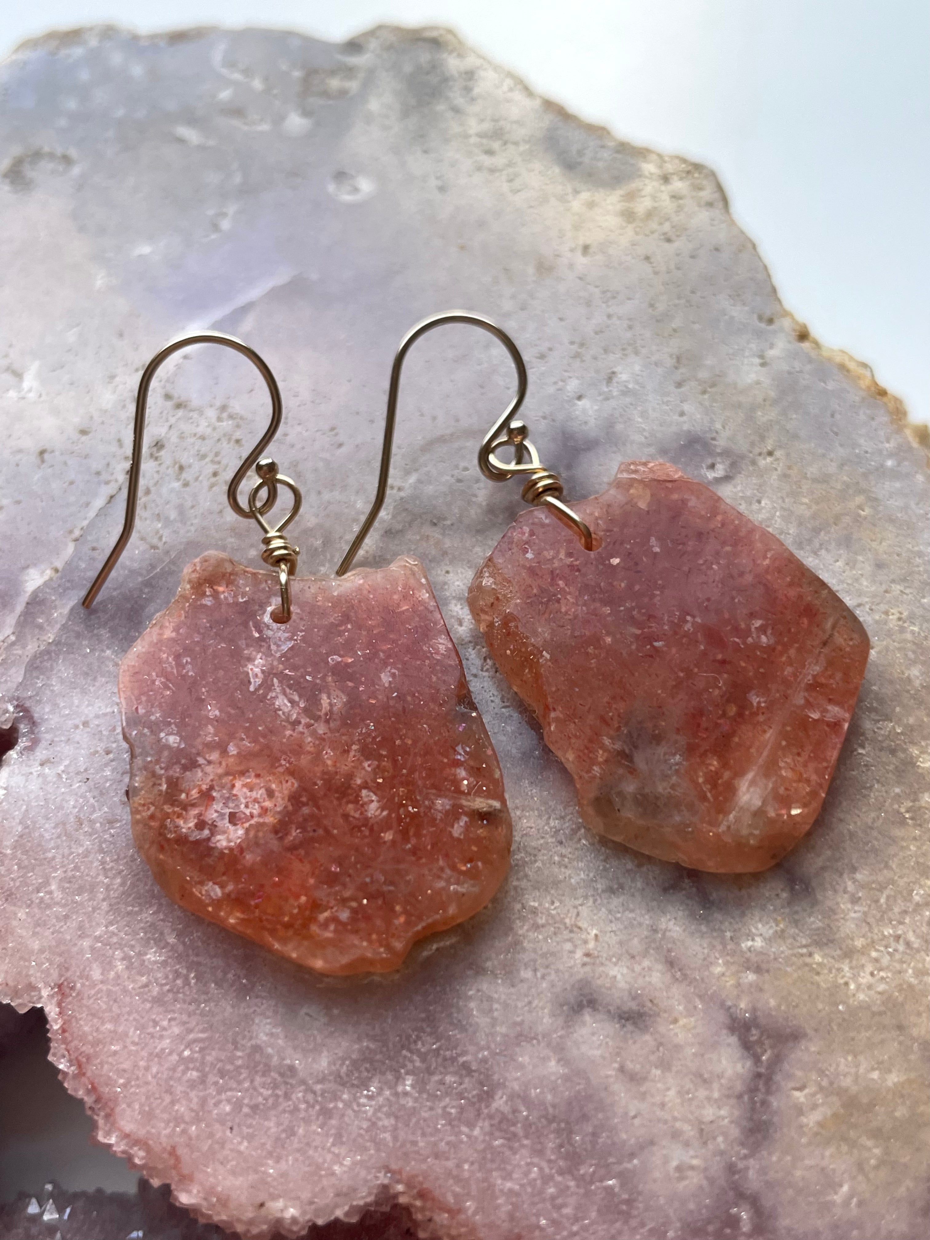 Orange Sunstone Gold Filled Crystal Gemstone Earrings for Women | Healing Stone Jewelry | Perfect for Everyday Wear, Meditation & Gift Giving