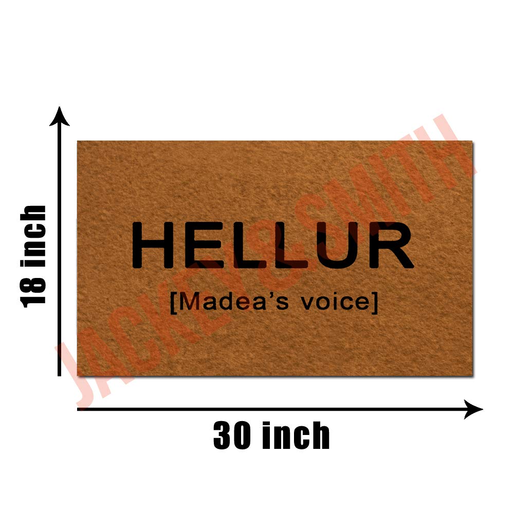 Funny Welcome Doormat 'Hellur' - Non-Slip Entrance Rug with Madea's Voice (30x18 Inch) - Perfect for Front Door, Porch, Balcony & Home Decor