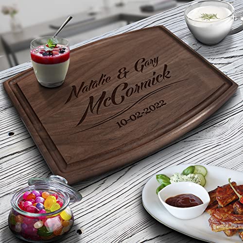 Personalized Wooden Cutting Board - Custom Engraved Kitchen Gift for Parents, Couples & Home Chefs - 9x12 Arched Walnut Chopping Board - Perfect for Birthday, Anniversary & Housewarming Gifts - Ideal for Food Prep, Serving & Kitchen Wall Decor