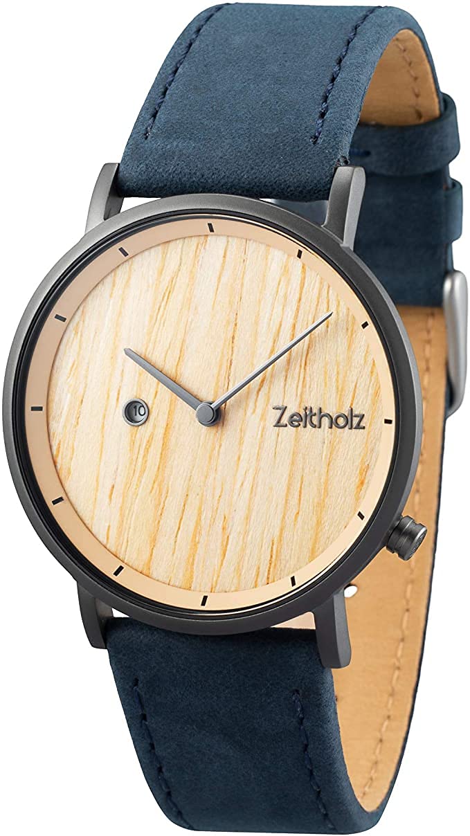 Zeitholz Unisex Wooden Watch - Zweibach Model | 100% Natural Oakwood Handmade Watch with Precise Quartz Movement | Lightweight Analog Wooden Wristwatch for Men & Women | Adjustable Band for All Wrist Sizes | Perfect for Outdoor Activities, Casual Wear & Eco-Friendly Gifts