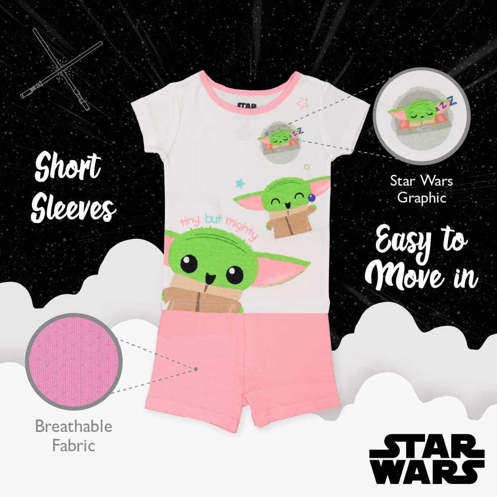 Star Wars Girls' 4-Piece Snug-Fit Cotton Pajama Set - Cute & Comfortable Sleepwear for Kids - Perfect for Bedtime, Sleepovers & Movie Nights
