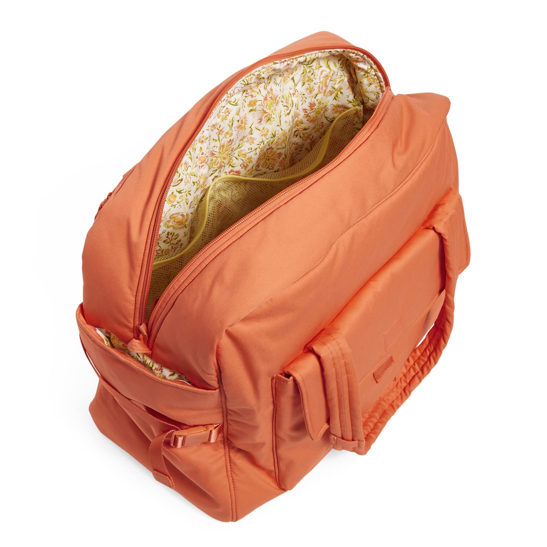 Vera Bradley Women's Recycled Cotton Travel Tote Bag - Orange Bell Pepper, One Size Utility Bag for Work, Gym & Weekend Getaways