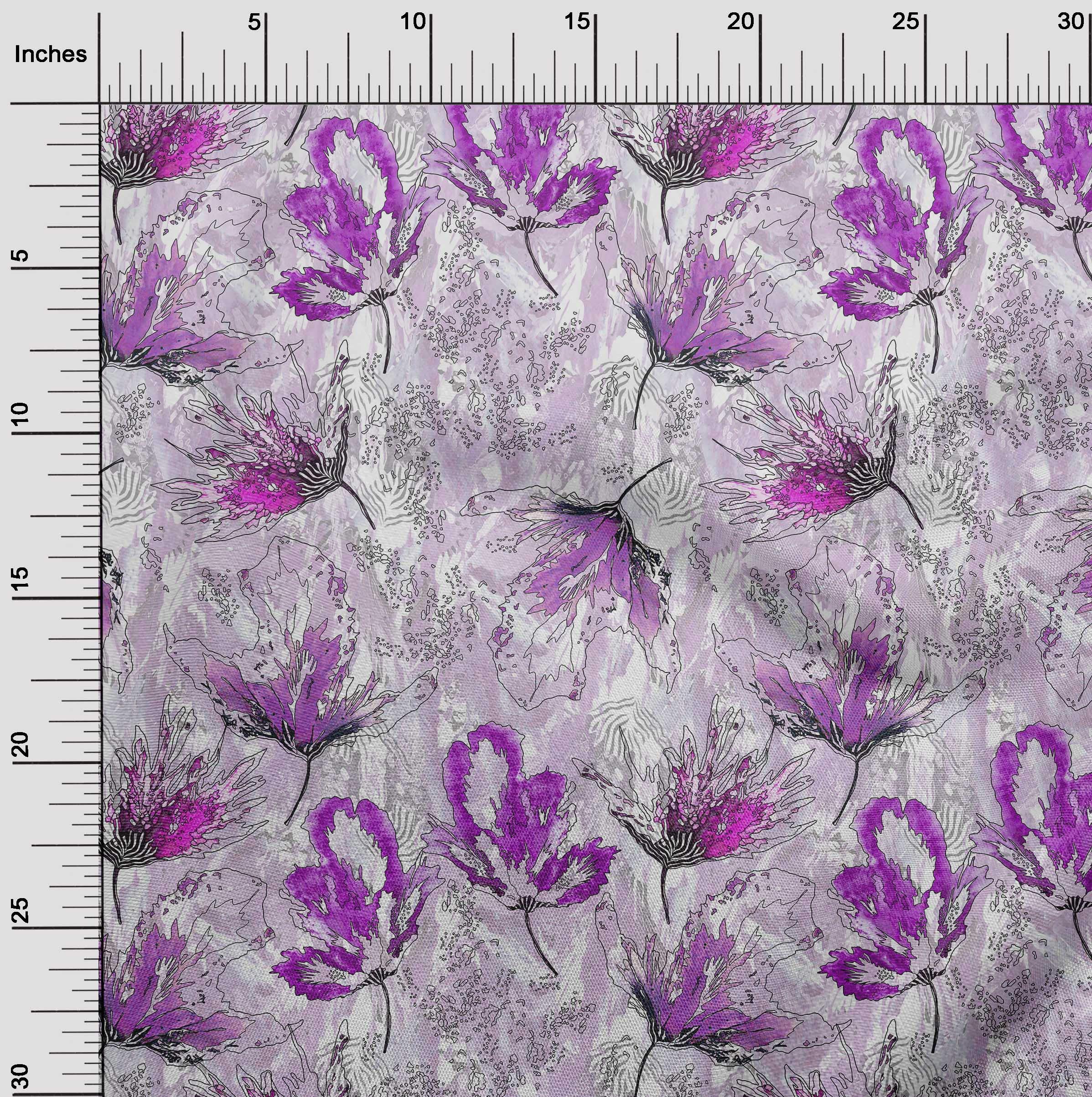 oneOone Viscose Jersey Fuschia Pink Floral Watercolor Print Fabric by The Yard - 60 Inch Wide Soft Draping Dress Material for Summer Dresses, Skirts & Boho Fashion