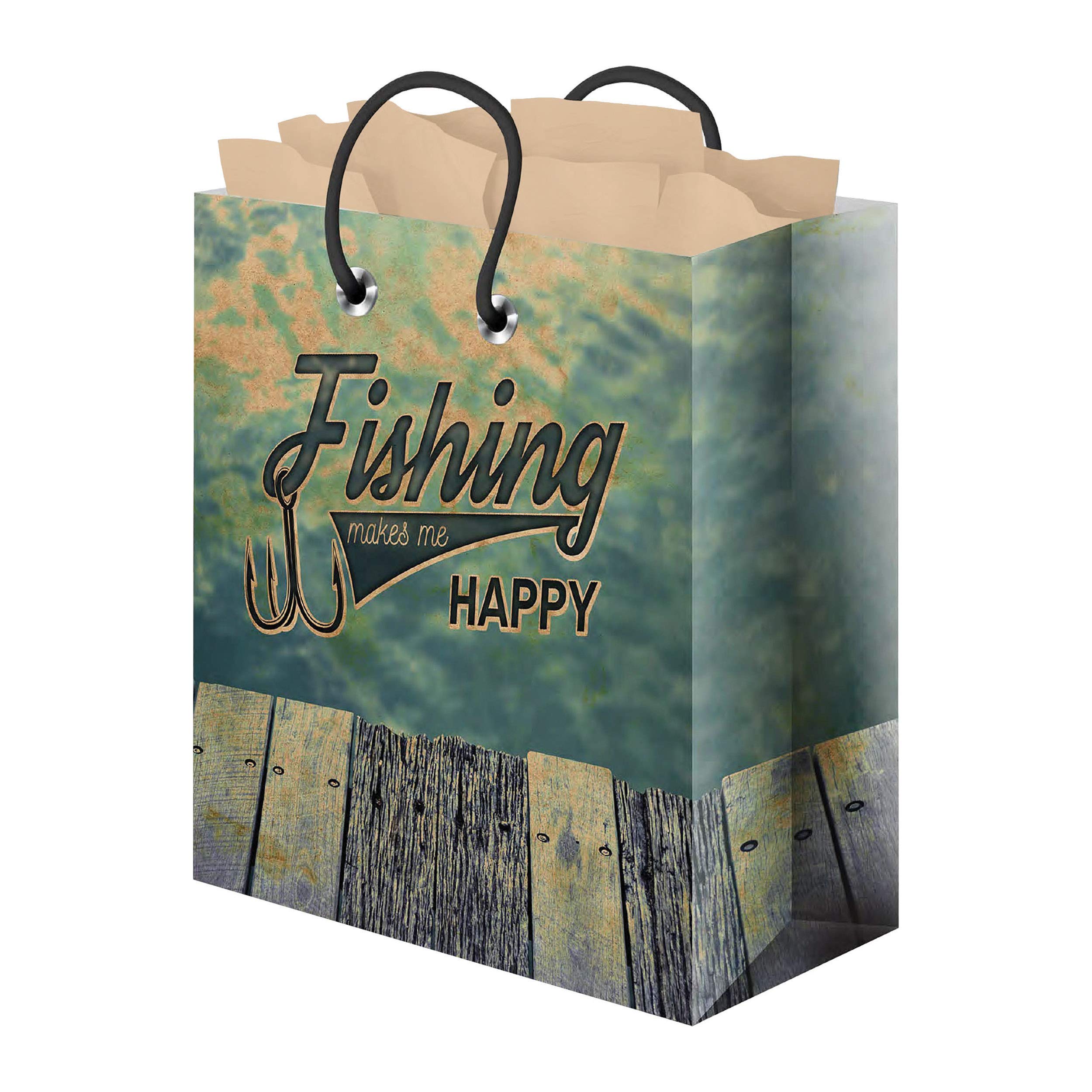 Rivers Edge Products Medium Gift Bag with Tissue Paper - Perfect for Fishing Gifts, Birthday Presents & Party Favors