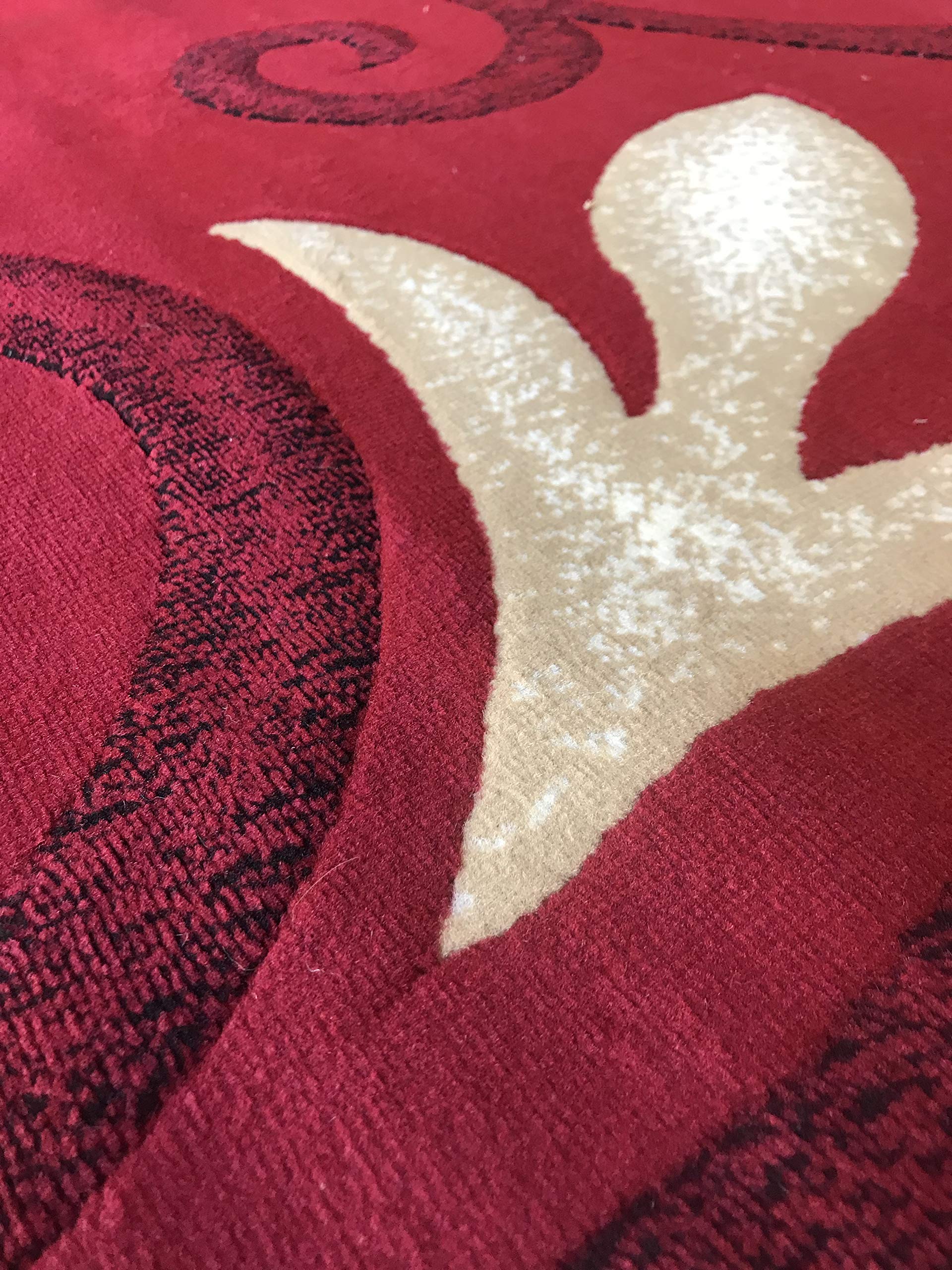 Modern Red Swirl Design Area Rug 5'3