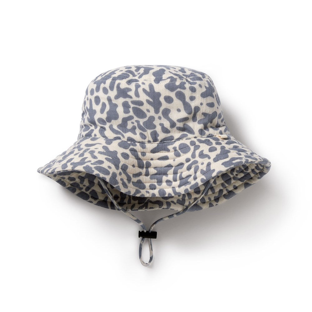 Blue Coral Organic Crinkle Sun Hat for Women - UPF 50+ UV Protection, Wide Brim Beach Hat for Summer, Travel & Outdoor Activities