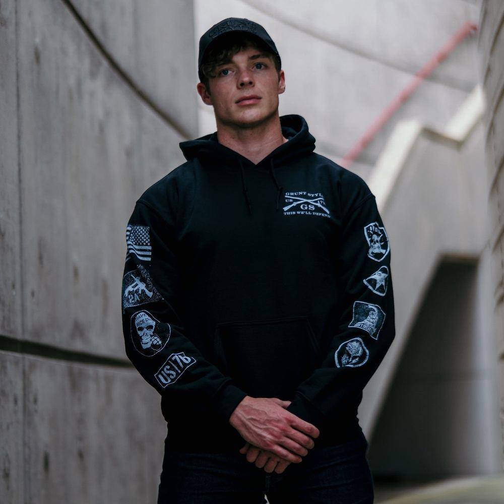 Patch Hoodie Black - Trendy Embroidered Pullover for Men & Women - Perfect for Streetwear, Casual Outfits & Layering in Fall & Winter
