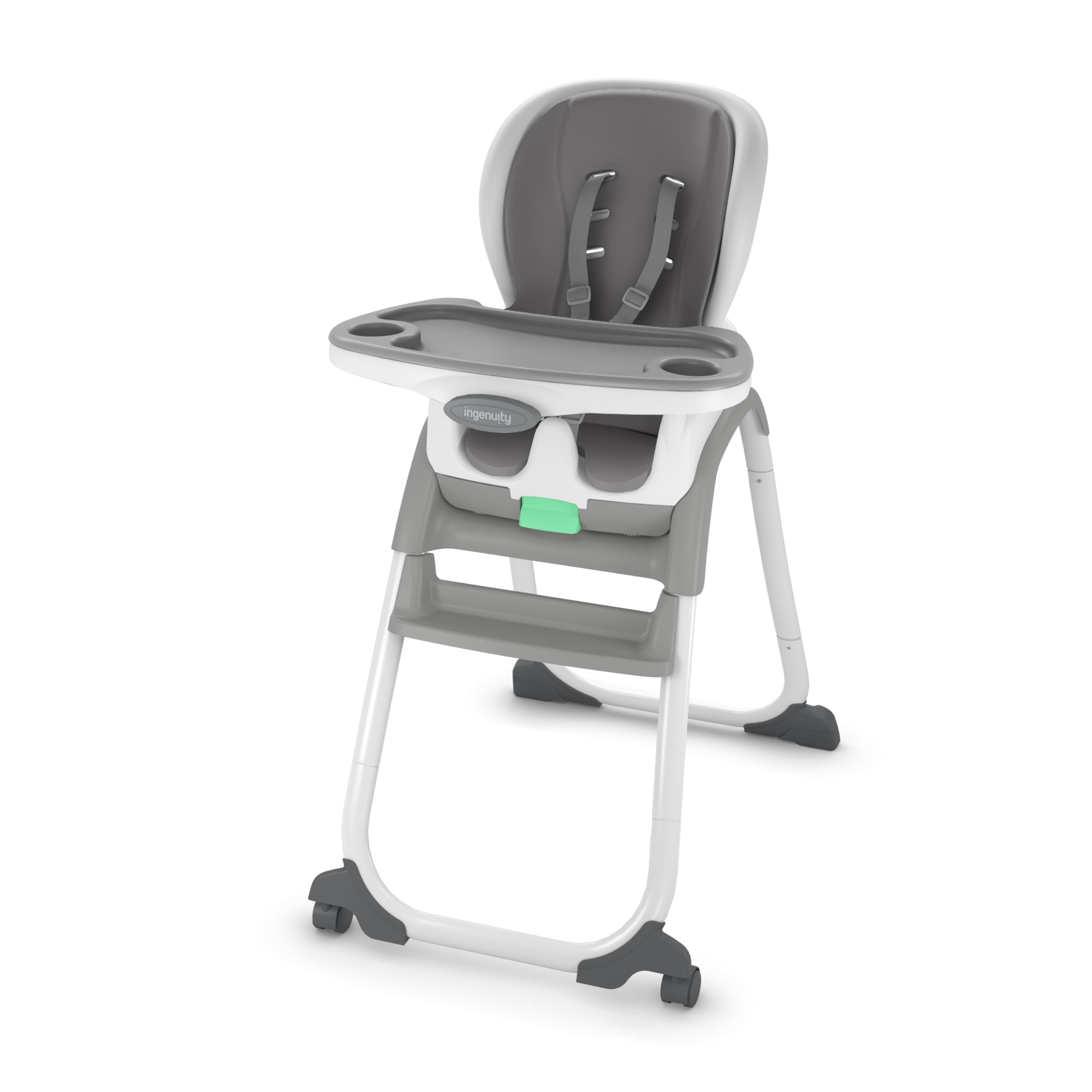 Ingenuity Full Course SmartClean 6-in-1 High Chair with EVA Foam Seat, 5-Point Safety Harness & 2 Dishwasher-Safe Trays - Slate Gray - Perfect for Babies & Toddlers at Mealtime