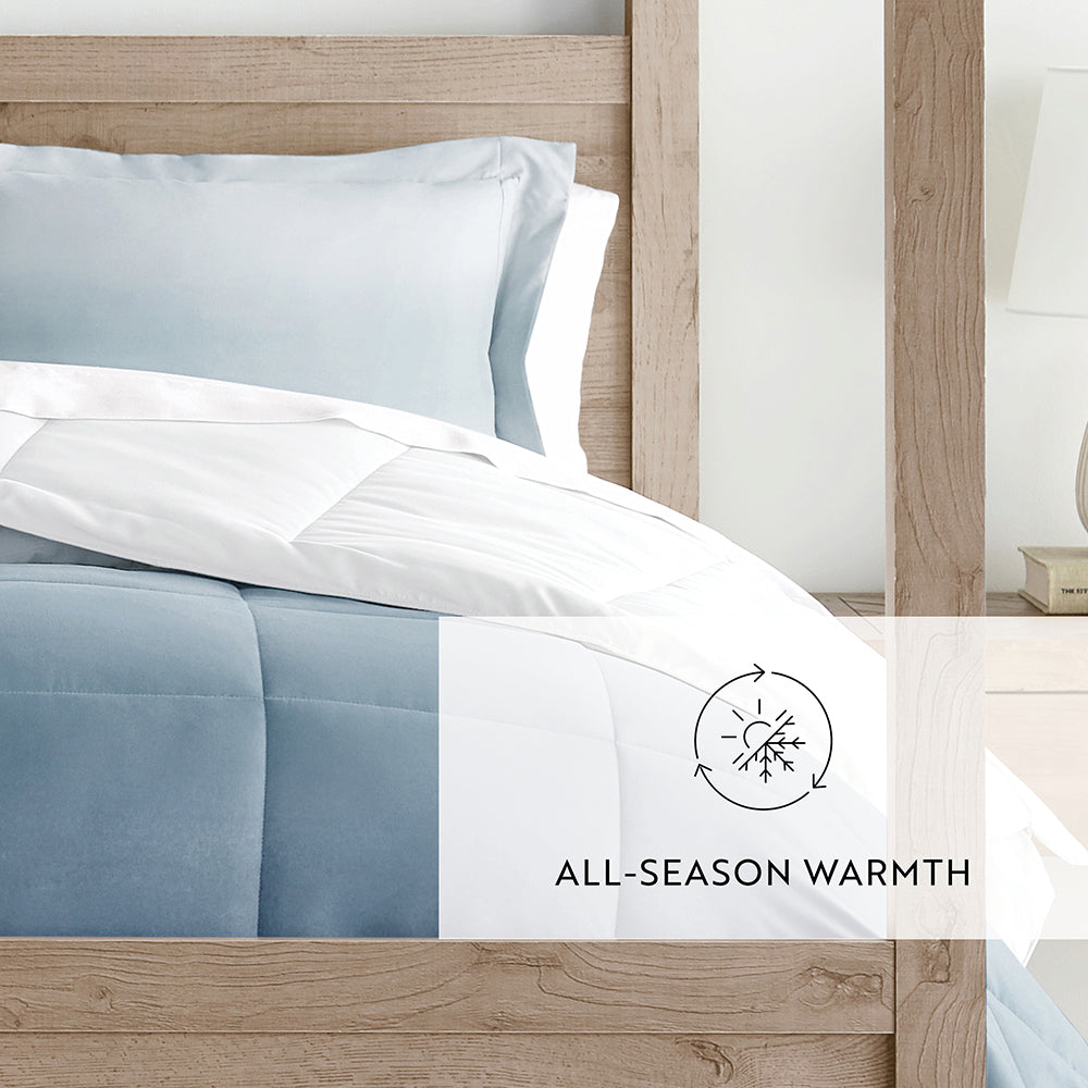Ocean Waves Reversible Down Alternative Comforter Set - Hypoallergenic & Breathable All-Season Bedding - Perfect for Cozy Nights in Master Bedroom or Guest Room