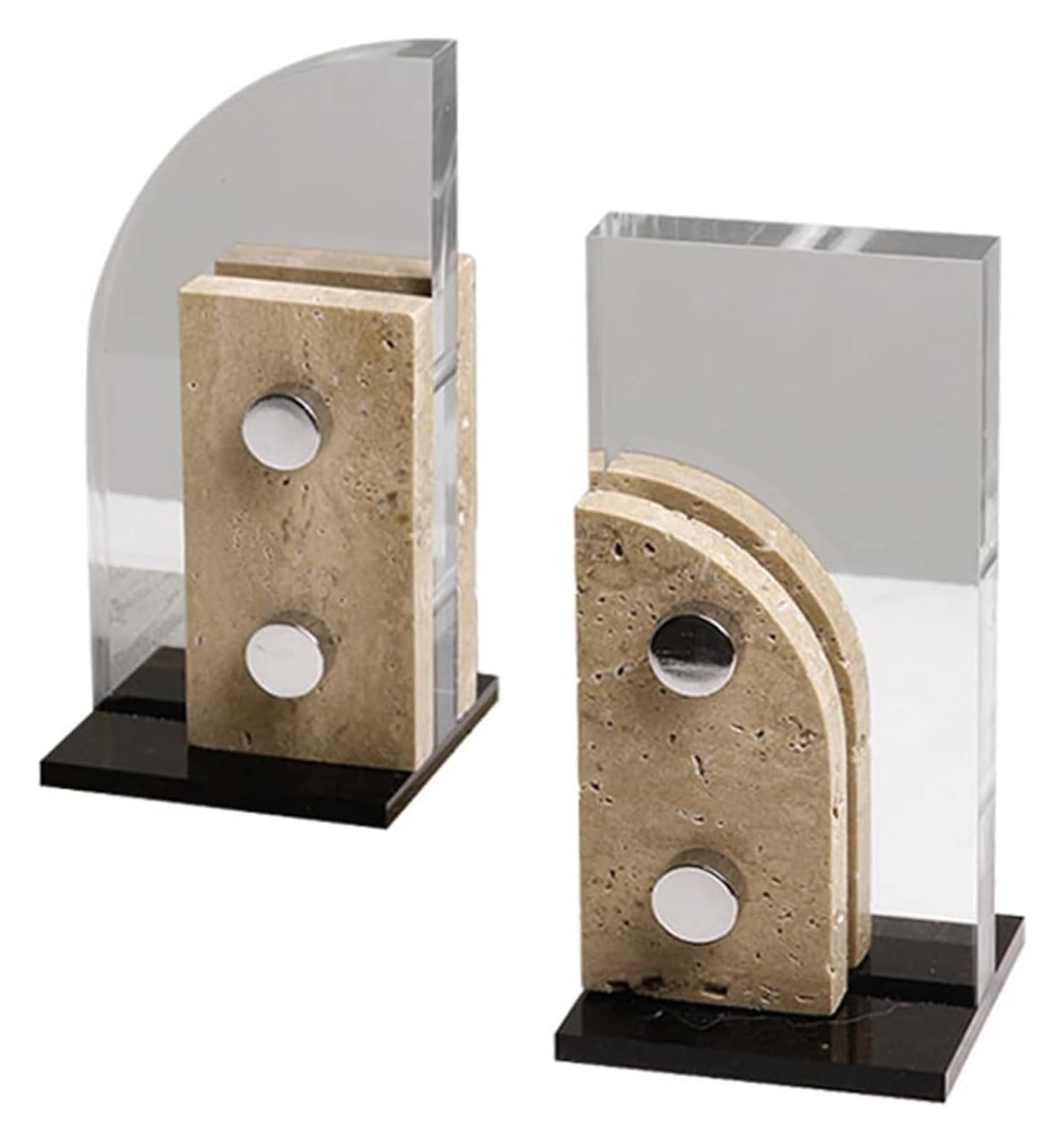 Crystal Bookends - 1 Pair L-Shape Non-Skid Heavy Duty Marble Bookends for Bookshelves, Office & School Library | Secure Hold for Heavy Books | Elegant Home & Office Decor Accessories | Perfect for Organizing Textbooks, Novels & Decorative Displays