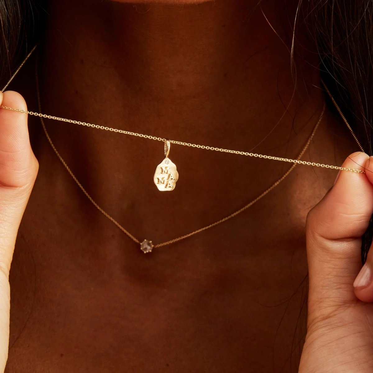 10K Yellow Gold Mama Necklace Bundle - Elegant Mother's Jewelry Gift for Women, Perfect for Mother's Day, Birthday & Anniversary Celebrations