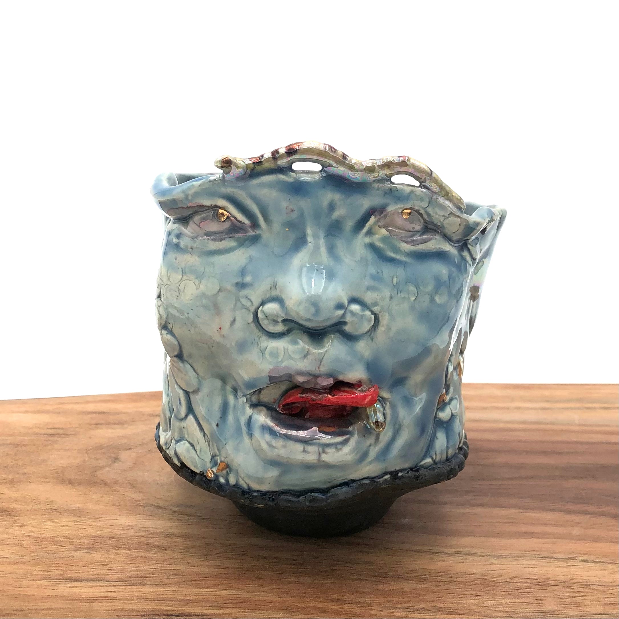 Susan Speck Tea Bowl - Handmade Ceramic Tea Cup with Funky Faces (Assorted Designs) - Perfect for Japanese Tea Ceremony, Home Decor & Unique Gift