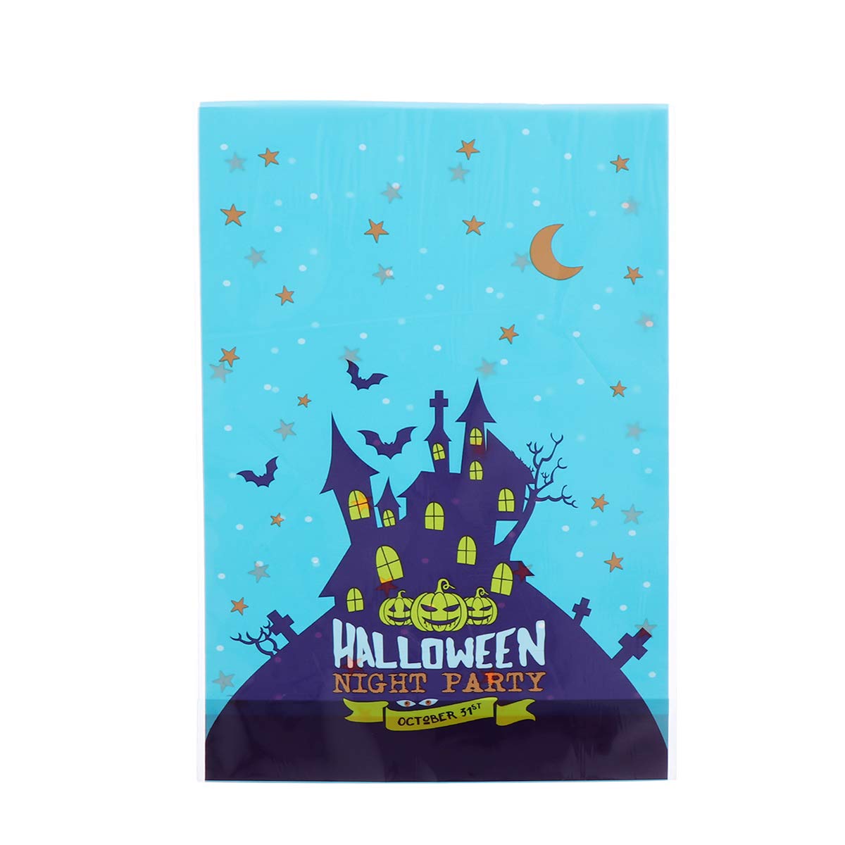 20pcs Halloween Baking Bags - Nougat Candy Bags, Cookie Bags & Snack Gift Bags for Halloween Party Decorations & Biscuit Packaging | Blue Castle Design | Perfect for Trick-or-Treat, Classroom Treats & Holiday Gift Giving
