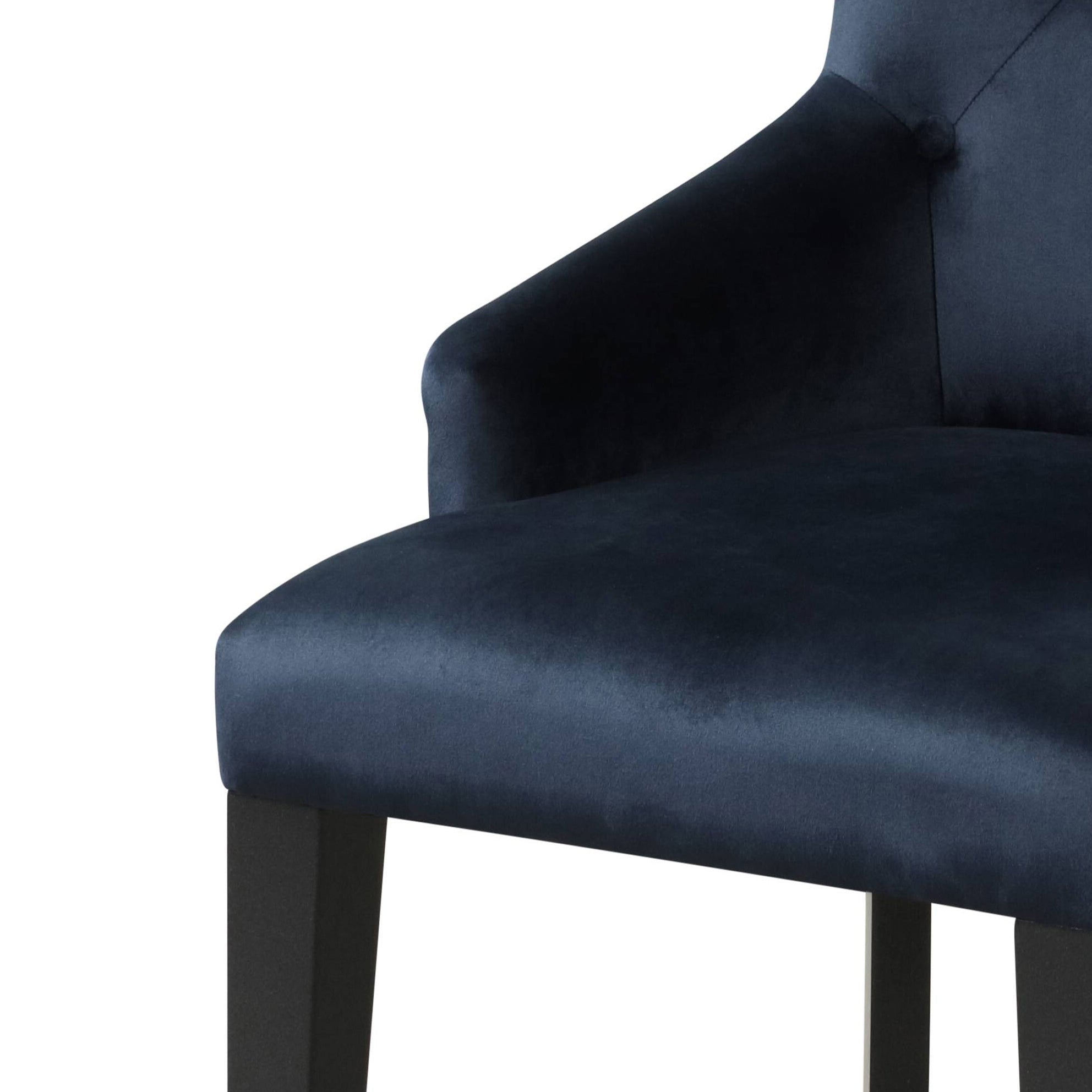 Dark Navy and Black Tufted Back Arm Chair - Modern Upholstered Living Room Accent Chair for Home Office, Lounge, and Reading Nook