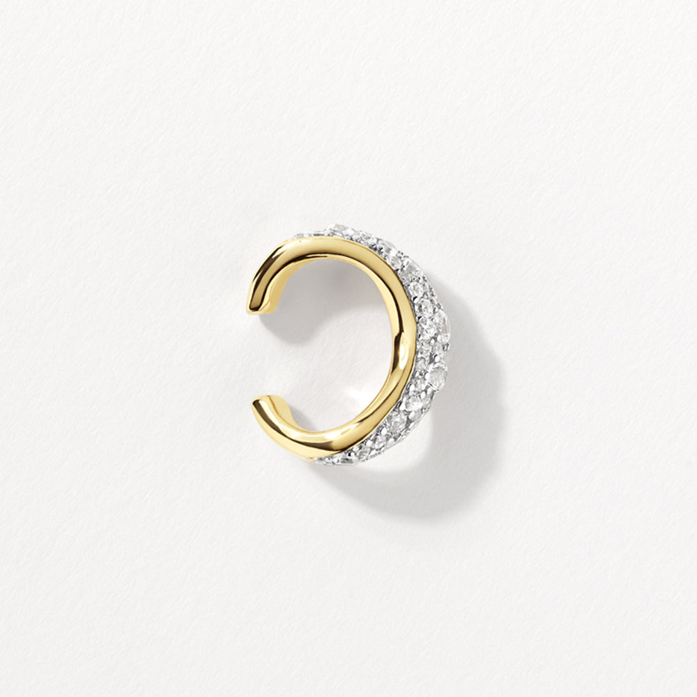 Gold White Zircon Pave Wave Ear Cuff - Elegant Cartilage Earring for Women - Perfect for Parties, Weddings & Everyday Wear