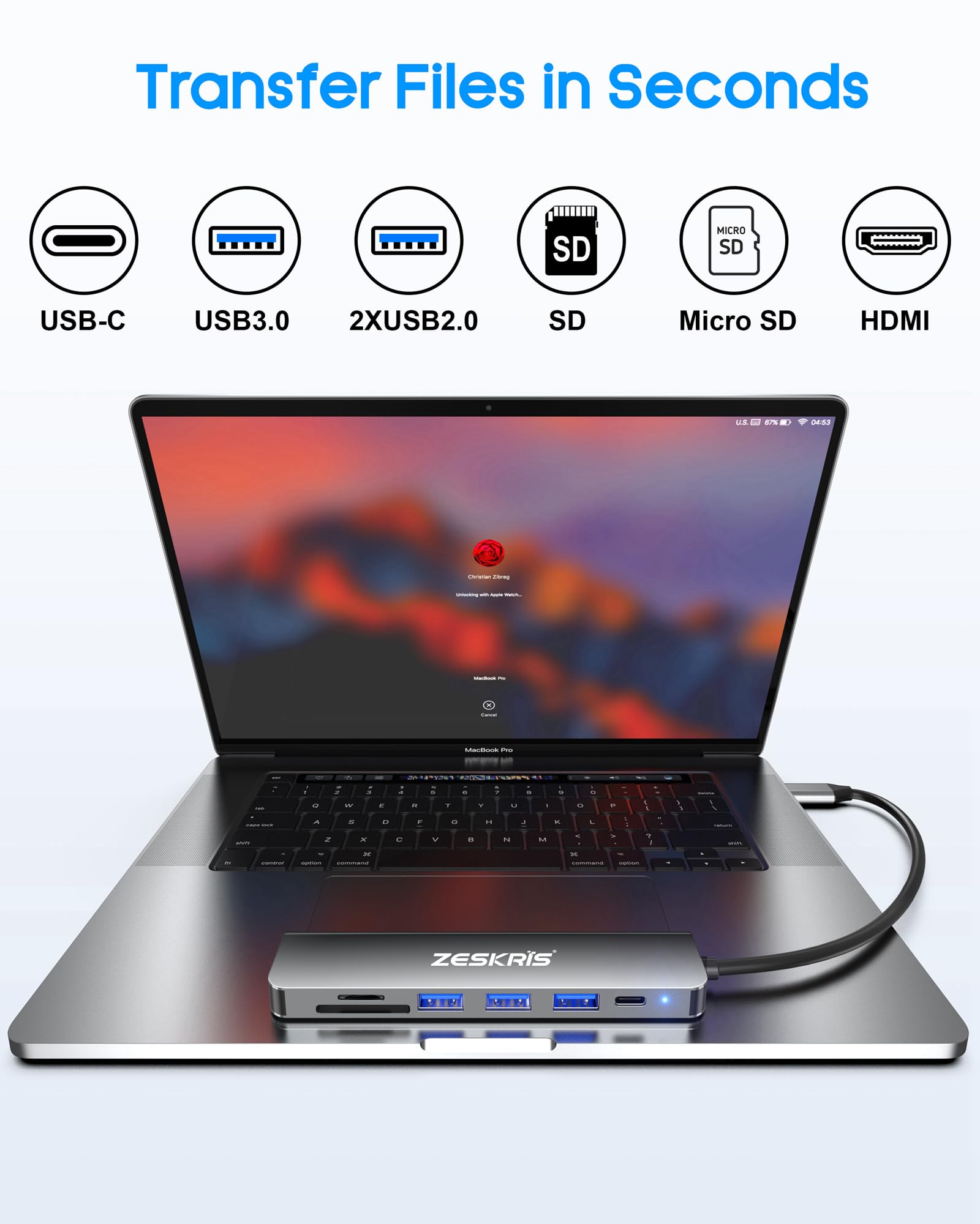7-in-1 USB C Hub with 4K HDMI, 100W PD Charging, 3 USB-A Ports, SD/TF Card Reader - Compatible with MacBook Pro/Air, iPad Pro, iMac, iPhone 15 Pro/Pro Max, XPS, Thinkpad - Perfect for Work, Travel & Home Office Connectivity