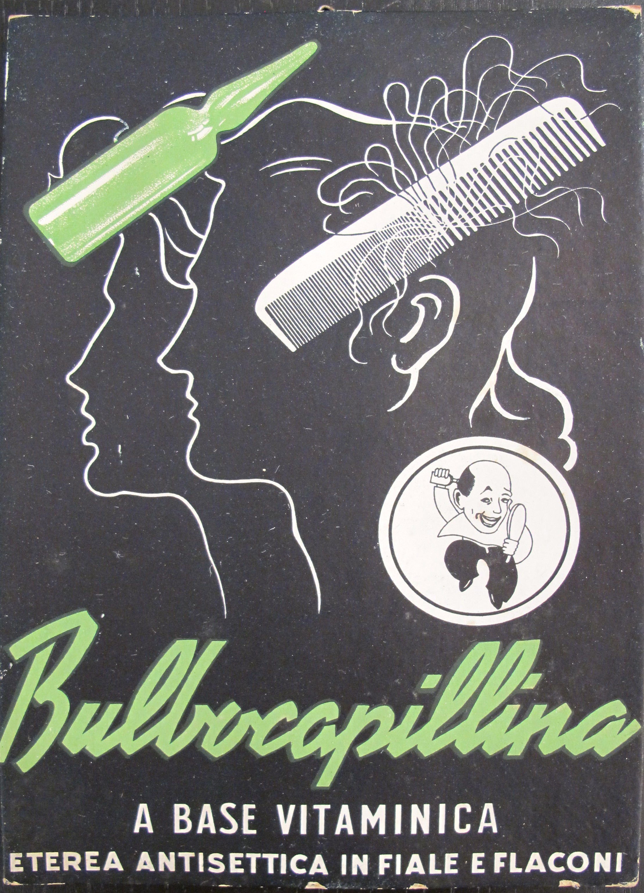 Original 1940s Vintage Italian Advertising Carton - Bulbocapillina Vitamin Base | Retro Home Decor, Collector's Item & Vintage Pharmacy Display for Nostalgic Interiors