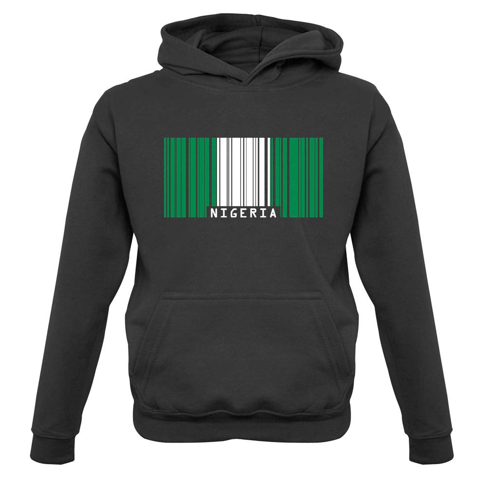 Nigeria Flag Barcode Style Pullover Hoodie for Kids & Children - Perfect for School, Sports & Casual Outfits