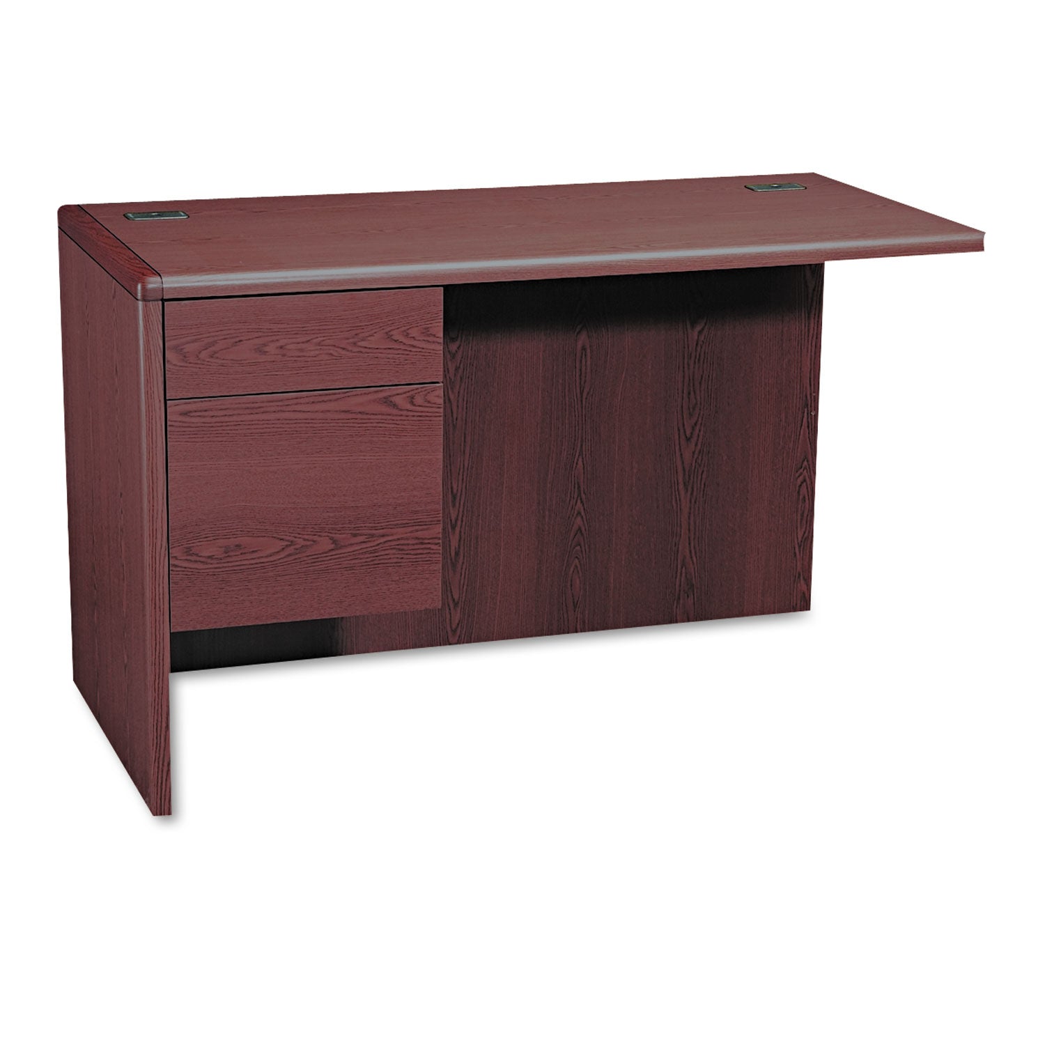 10700L Workstation Return with Left 3/4 Pedestal - 48W x 24D x 29.5H Mahogany Office Desk for Home & Professional Workspaces