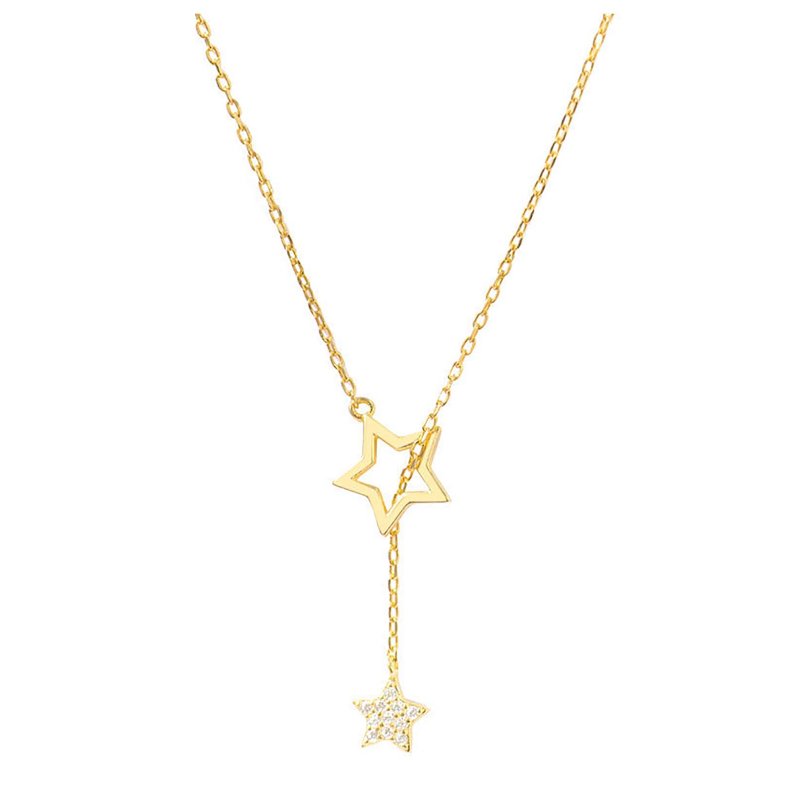 Fashion Layered Star Pendant Necklace for Women - Multilayer Long Collarbone Chain Jewelry - Perfect for Casual Wear, Date Night & Gift Giving