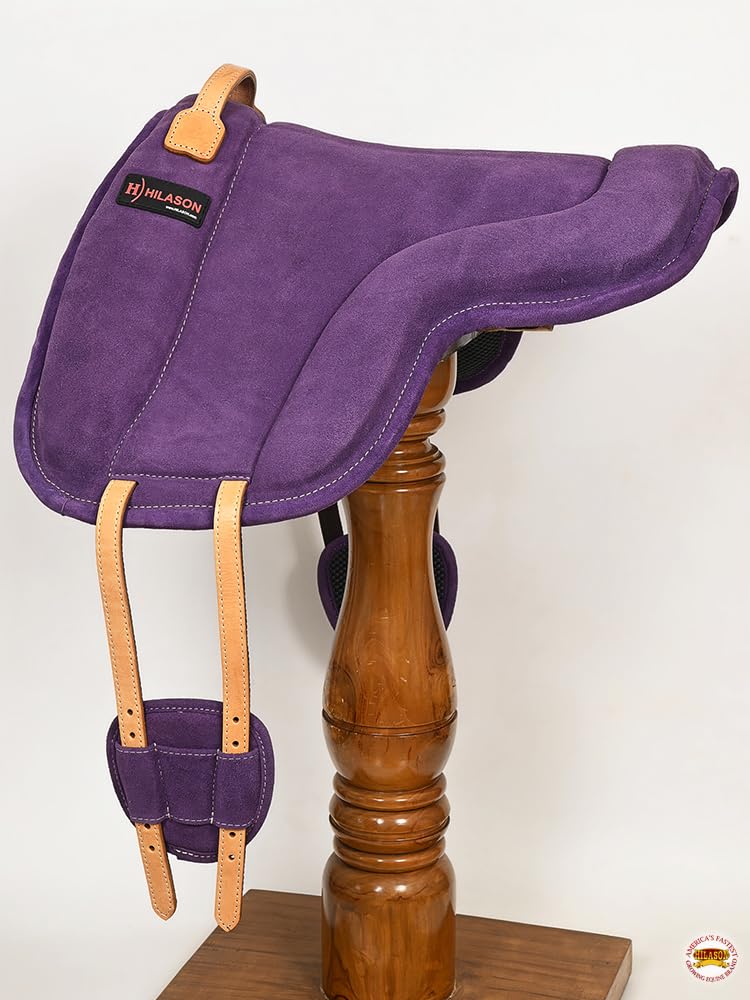 HILASON Anti-Slip Suede Leather Bareback Saddle Pad for Horses - Comfortable & Secure Riding for Trail, Training & Leisure Equestrian Activities