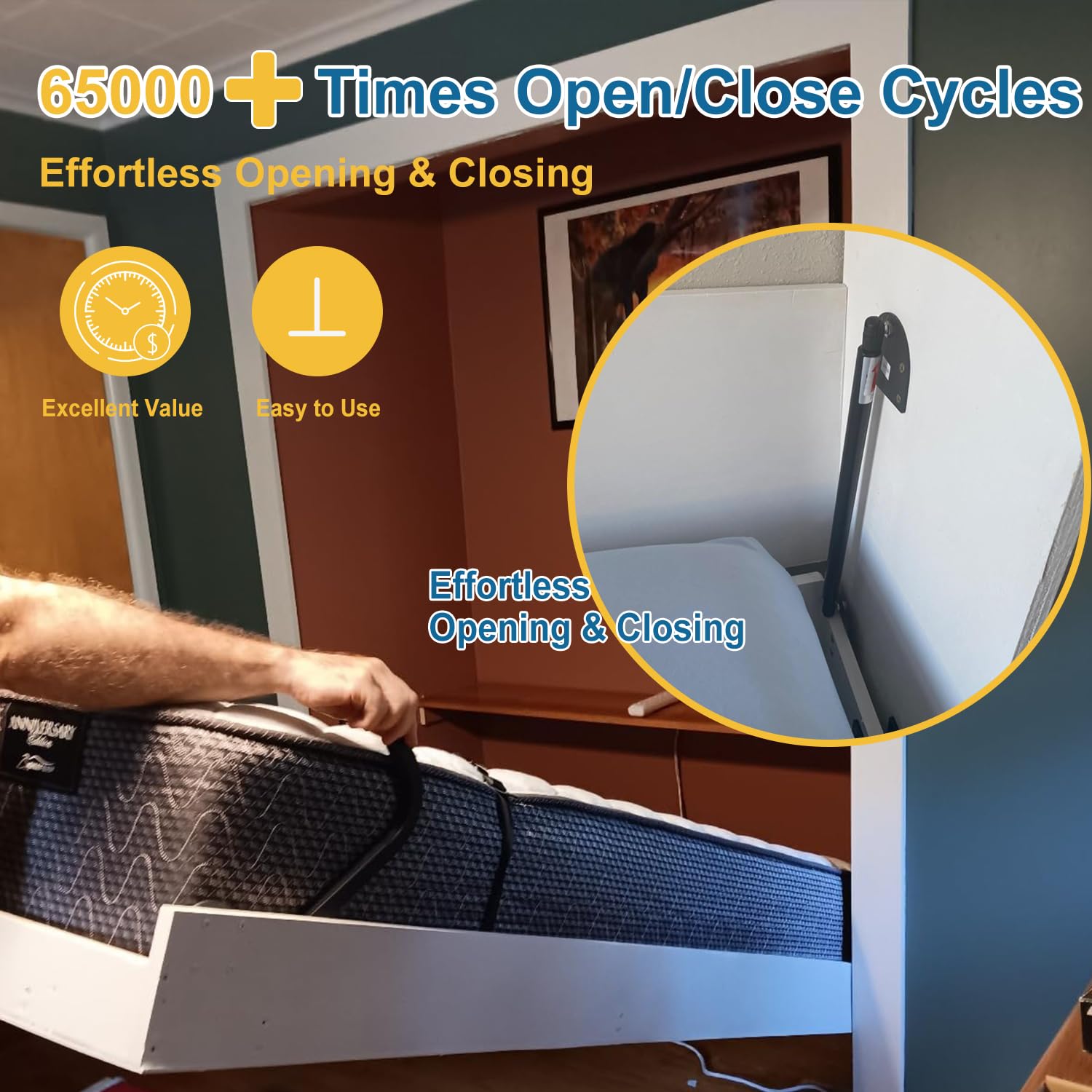 TOPOWN Queen Size Deluxe Murphy Bed Kit - Vertical Wall Mount DIY Hardware Set for Space Saving | Perfect for Small Apartments, Guest Rooms & Home Offices