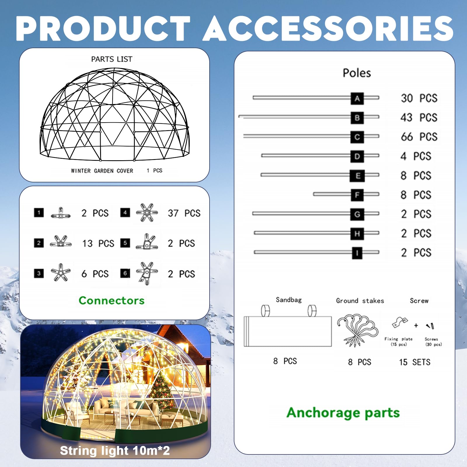 12x7.2FT Clear PVC Garden Dome Igloo Tent - Waterproof Outdoor Bubble Greenhouse with Window for 4-8 People | Perfect for Camping, Parties, Weddings, Backyard Events & Winter Garden Protection