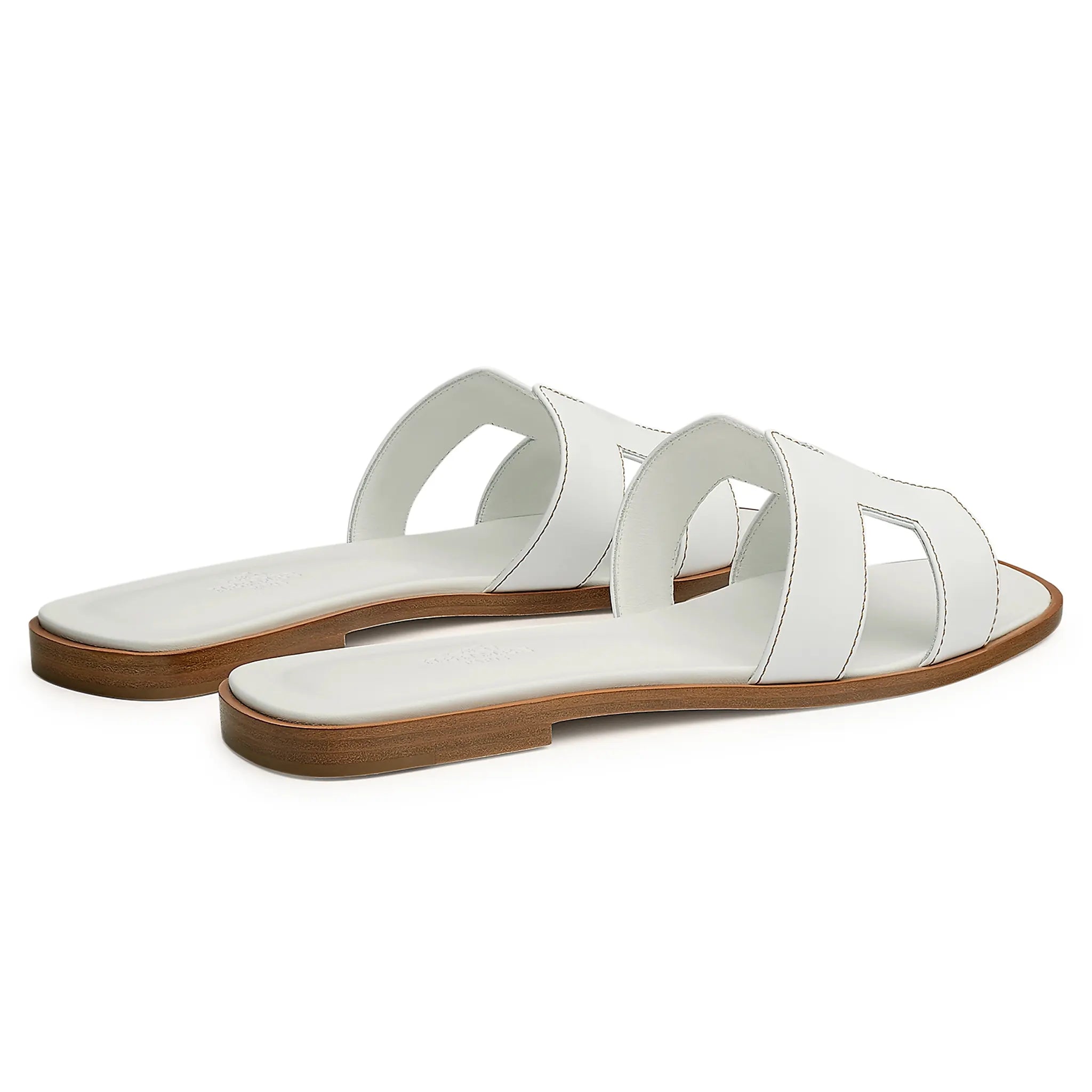 Hermès Paris Oran Sandals - Women's Luxury Leather White Sandals for Summer, Beach & Casual Outings