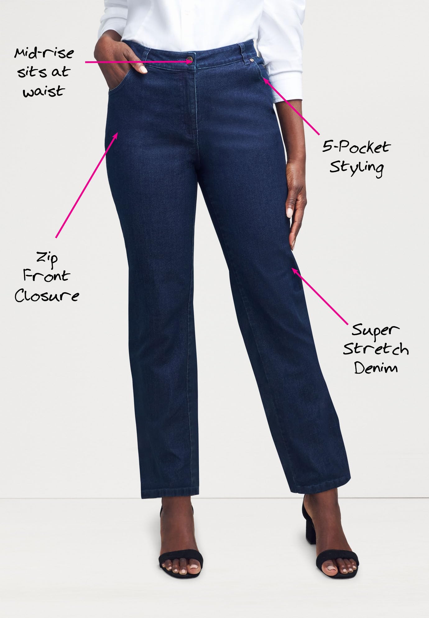 Jessica London Women's Plus Size Tall True Fit Stretch Denim Straight Leg Jeans - Size 26T, Indigo Wash | Comfortable & Flattering for Work, Casual Outings & Everyday Wear