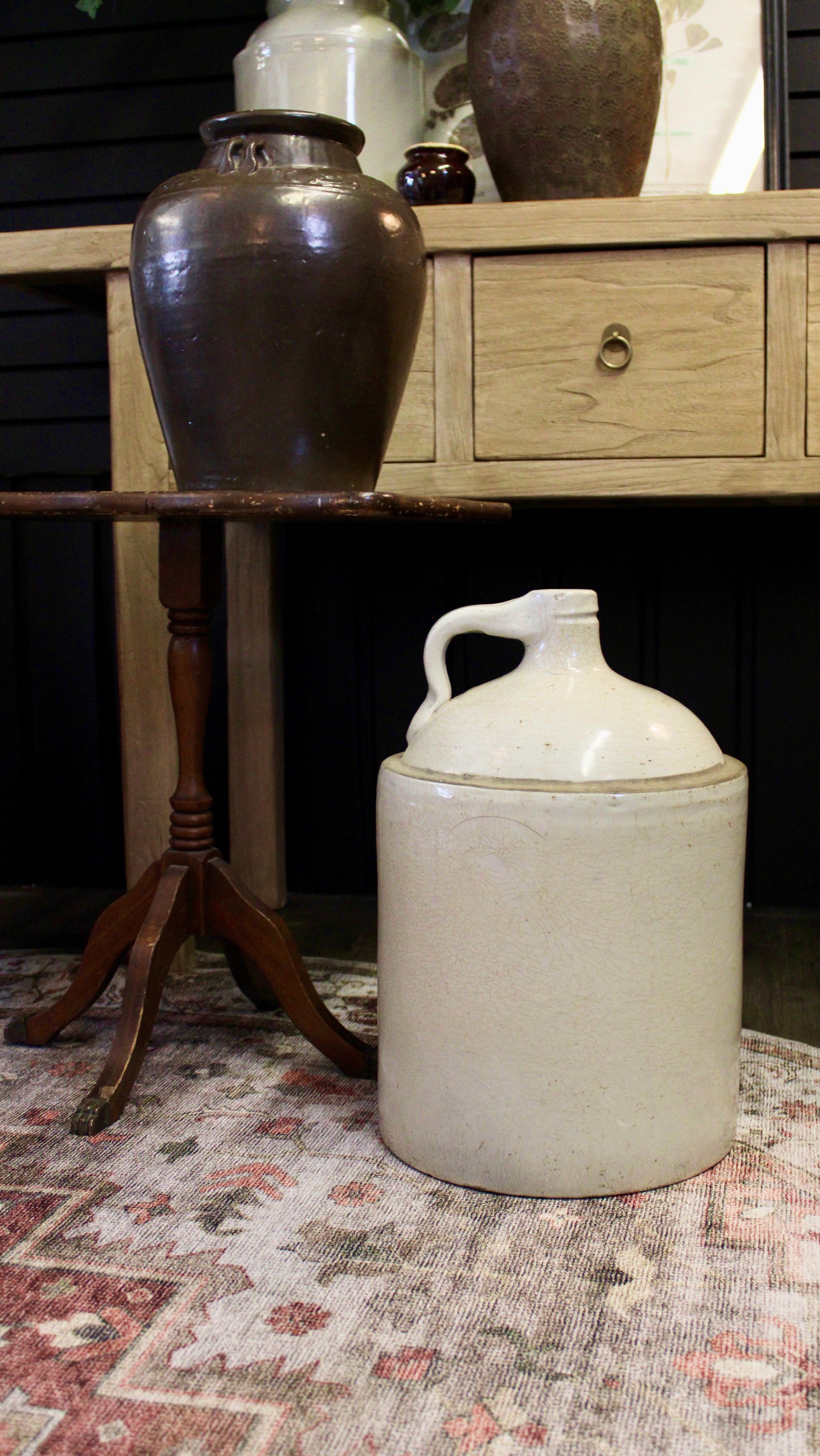 Large Antique Jug - Vintage Ceramic Pitcher for Home Decor, Farmhouse Style, Rustic Kitchen & Garden Use