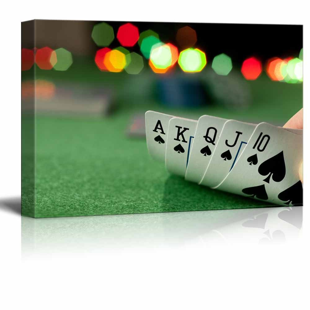 Casino-Themed Playing Cards & Poker Canvas Wall Art - Modern Home Decor Stretched Gallery Wrap Giclee Print (32