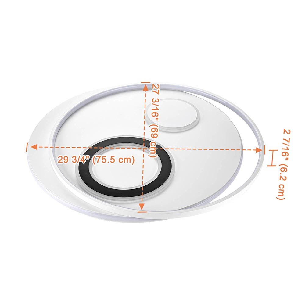 30W-70W LED Flush Mount Ceiling Light with Remote Control - Dimmable Modern Round Light Fixture for Bedroom, Kitchen, Living Room, Hallway