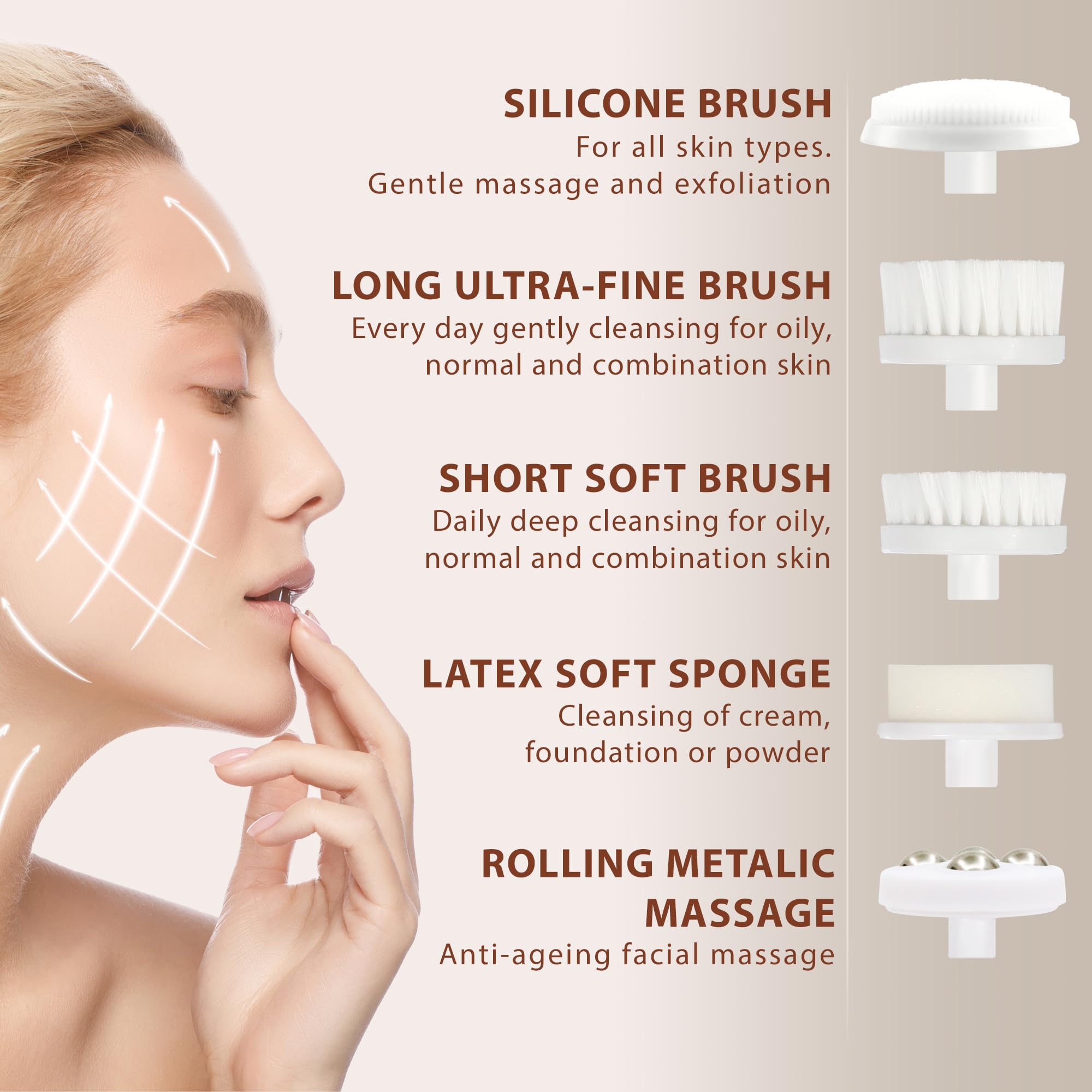 Electric Facial Cleansing Brush for Women - Deep Exfoliating & Cleansing Spin Brush with Soft Bristles, Rechargeable Skin Scrubber for Daily Skincare Routine | Perfect for Acne-Prone Skin & Makeup Removal (Amethyst)