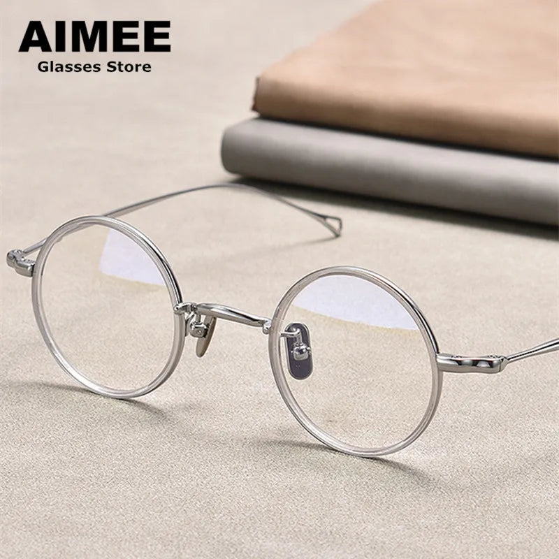 Aimee Unisex Full Rim Round Titanium Acetate Eyeglasses 22008 - Lightweight Durable Glasses for Men & Women - Perfect for Reading, Work, and Everyday Wear