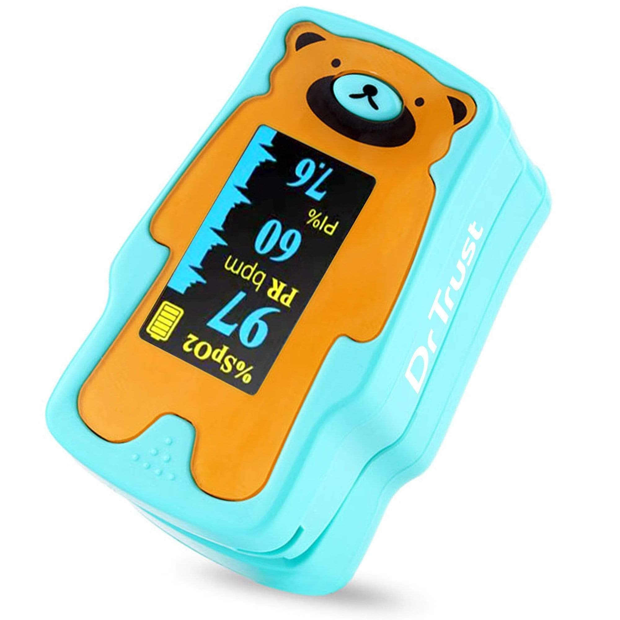 Dr Trust USA Pediatric Pulse Oximeter for Kids & Infants - Accurate Finger Oxygen Monitor with LED Display (Green) - Ideal for Home Use, Childcare, and Pediatric Clinics