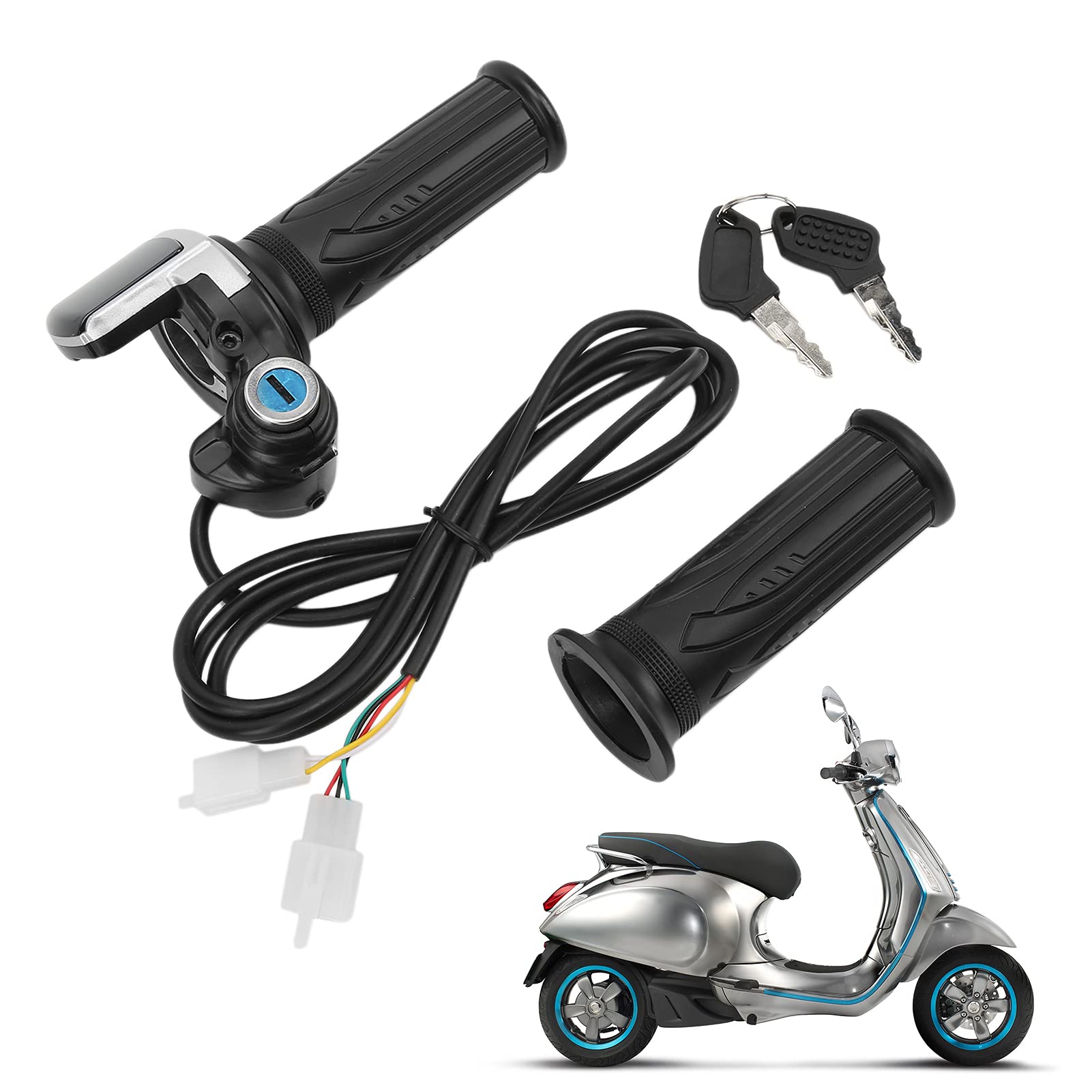 KIMISS 48V Electric Bike Throttle with LED Indicator & Lock Key Set - Universal E-Bike Throttle Grip for Motorcycles, Scooters - Perfect for Commuting, Off-Road Adventures & Urban Riding