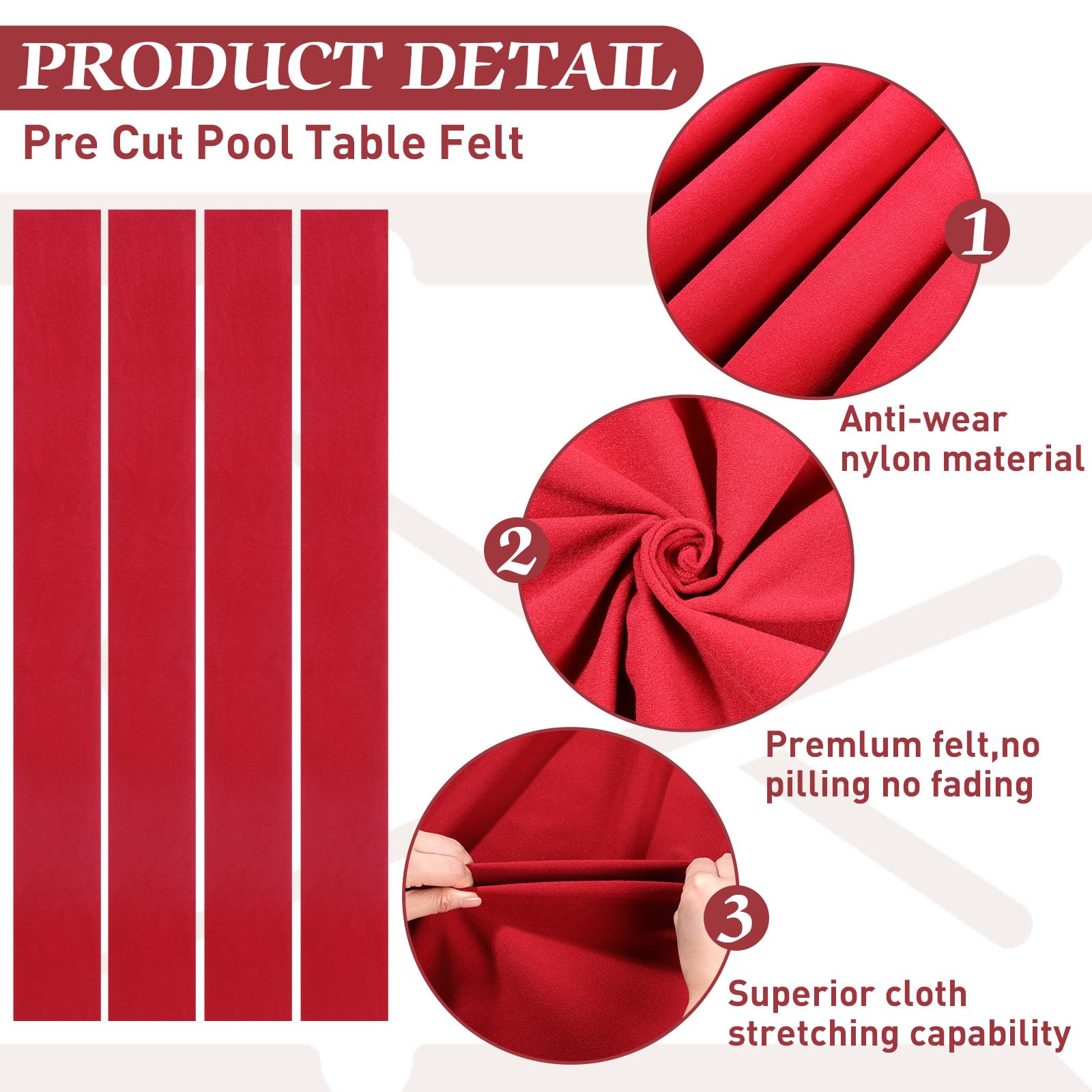 Mixweer 8 ft Pool Table Felt Replacement Set - Pre-Cut Billiard Cloth with 6 Strips & 6 Rubber Bumpers for Bars, Clubs, Hotels | Perfect for Professional Game Rooms and Home Entertainment