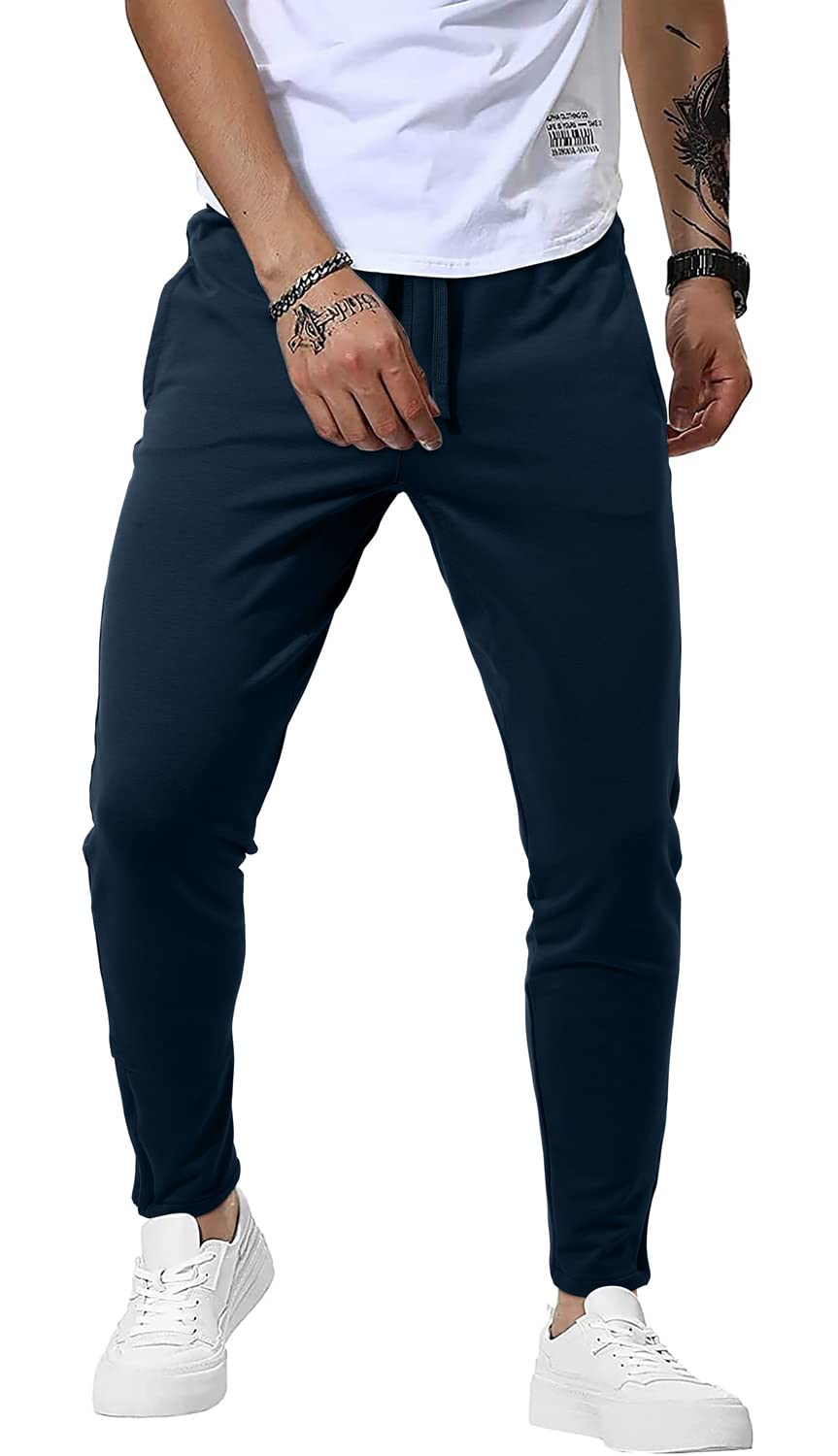 SIKAINI Men's Casual Slim Fit Jogger Pants - Breathable Gym Sweatpants with Zipper Pockets for Workout, Running & Lounge Wear