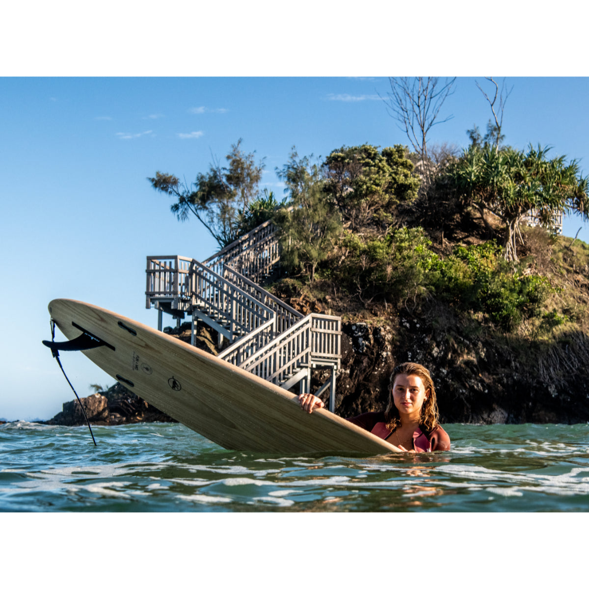 Aloha Fun Division Mid 6'8 Surfboard with Ecoskin Clear FCS2 Fin System - Perfect for Intermediate Surfers in Small to Medium Waves