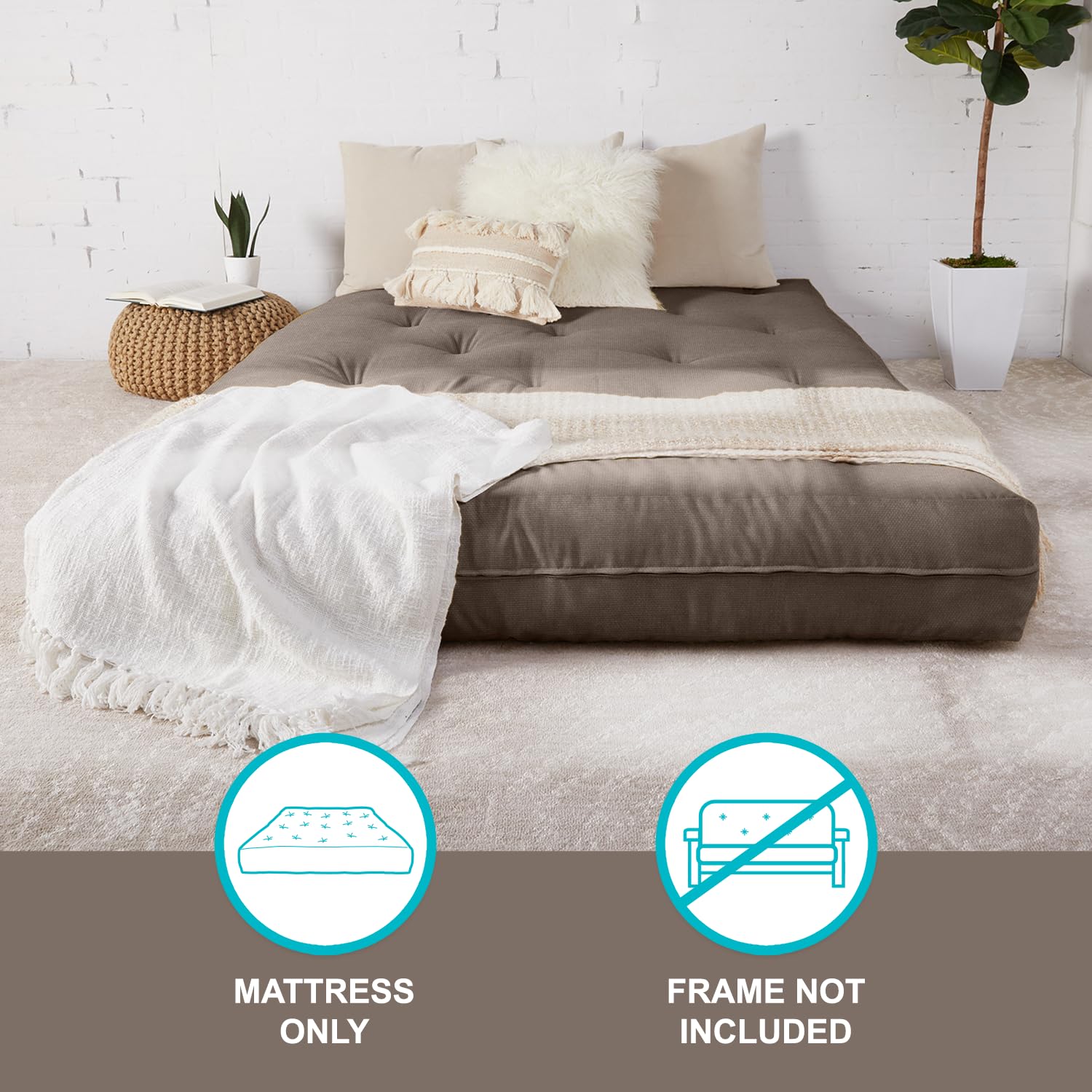Trupedic x Mozaic 12 Inch Full Size Standard Futon Mattress - Basic Coral (Frame Not Included) | Comfortable & Durable for Kids Bedroom, Guest Room, Dorm, Apartment | Multiple Color Options