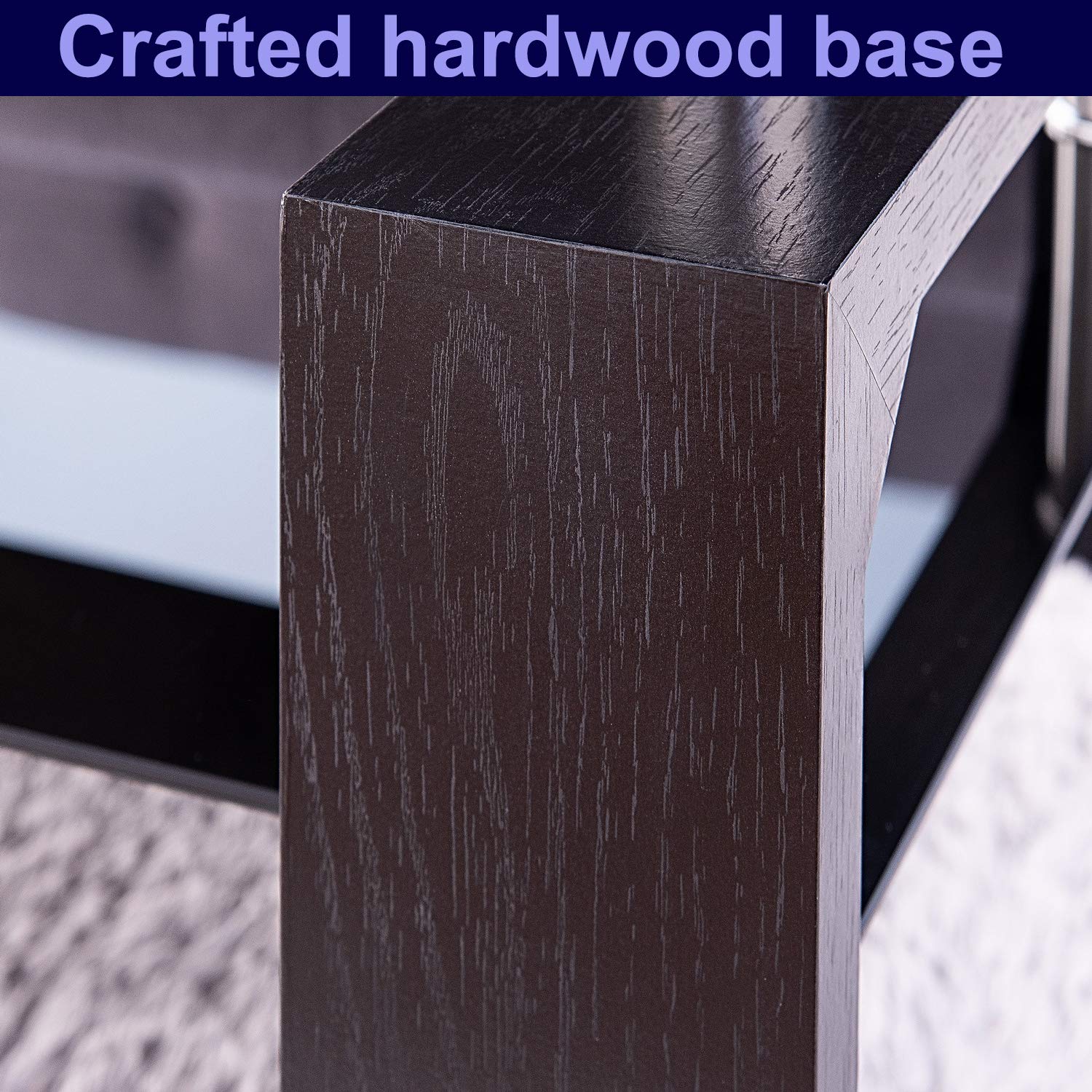 Upgraded Modern Glass Top Cocktail Coffee Table with Storage Shelf - 43 Inch Rectangle Living Room Center Table with Wood Legs - Perfect for Sofa Side, Lounge Decor & Small Space Furniture Arrangement