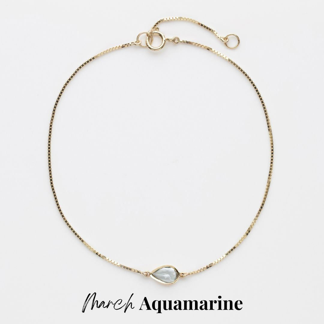 Birthstone Solitaire Bracelet - Dainty Sterling Silver Charm Bracelet for Women, Personalized Gift for Mom, Daughter, Wife - Perfect for Birthdays, Anniversaries & Special Occasions