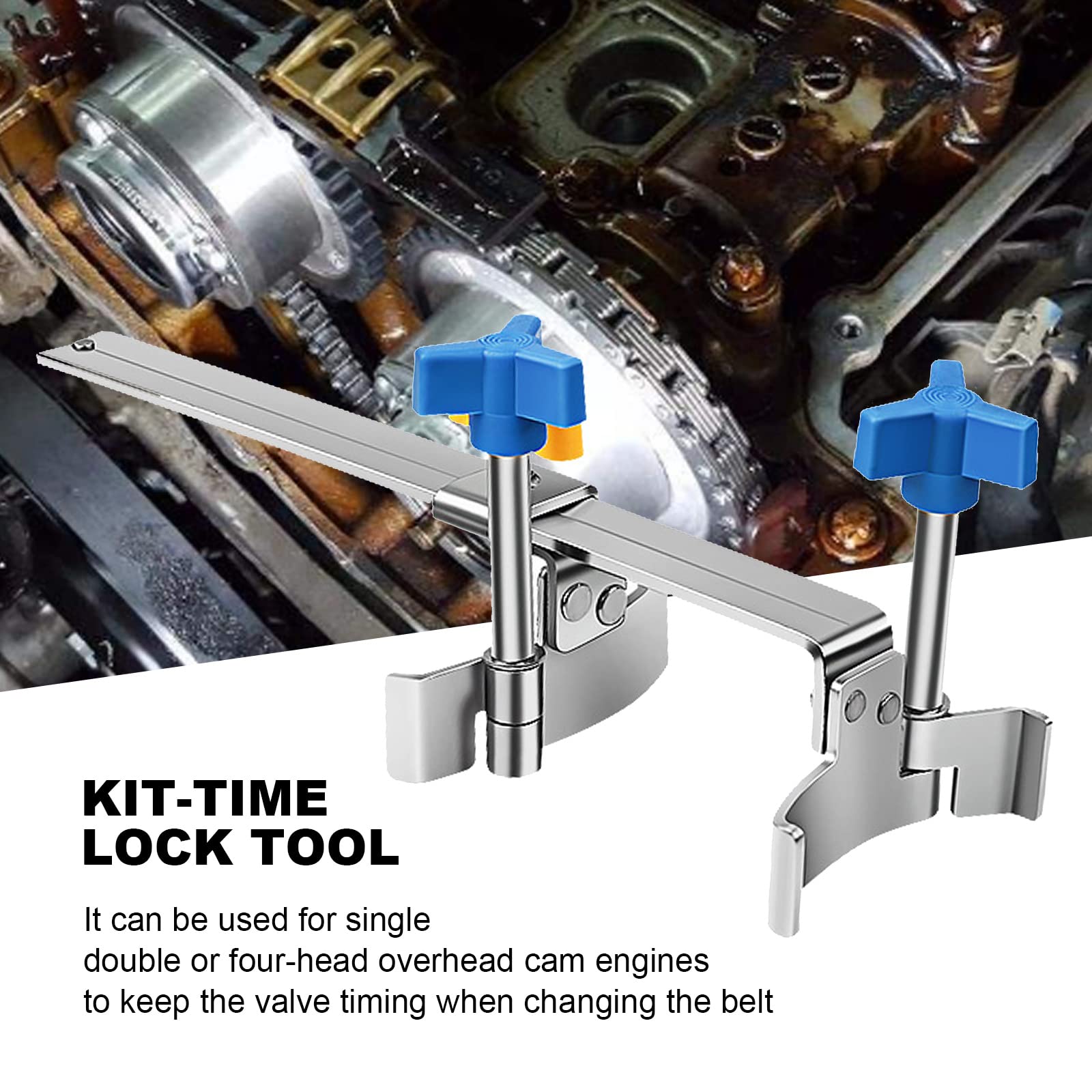 Stainless Steel Camshaft Timing Locking Tool Kit - Dual Cam Clamp, Cam Lock Tool & Sprocket Holder for Engine Repair | Perfect for Automotive Mechanics & DIY Car Maintenance