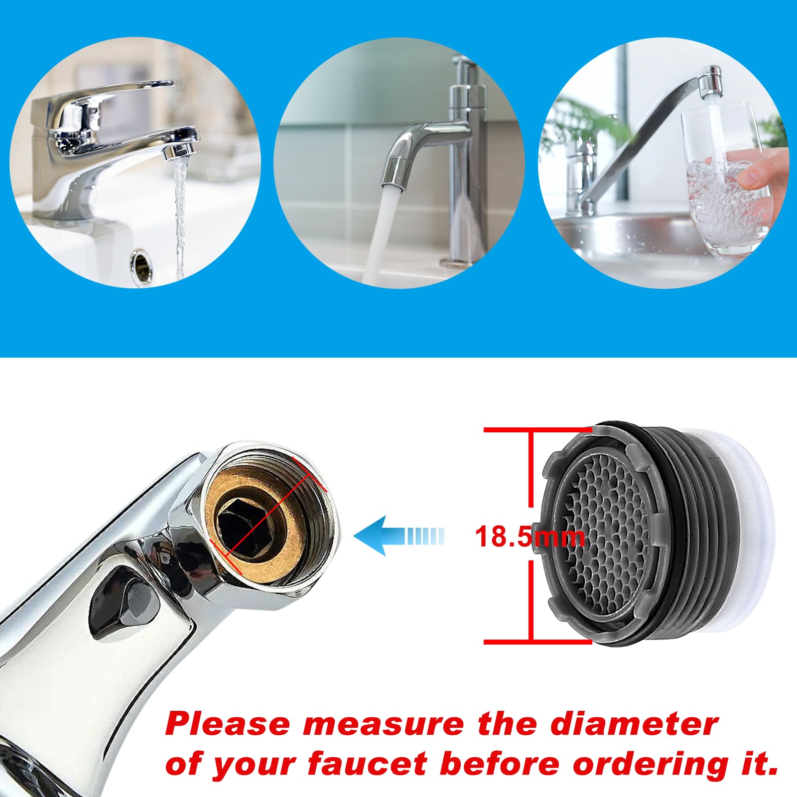 28-Piece Faucet Aerator Kit with 5 Aerator Keys - M16.5, 18.5, 21.5, 24mm Replacement Inserts for Bathroom & Kitchen Sinks - Universal Fit for Water Saving & Splash Prevention
